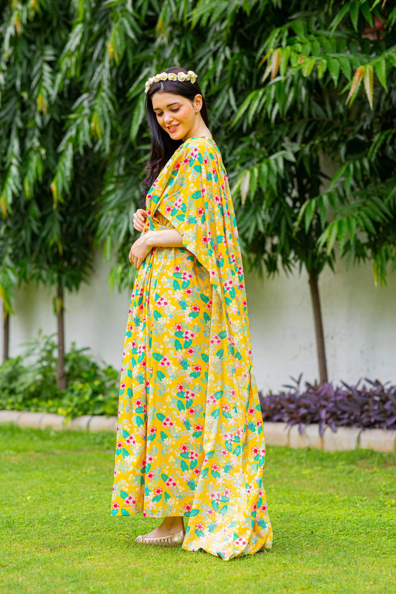 Luxe Cheery One Shoulder Floral Maternity Gown - Chenance