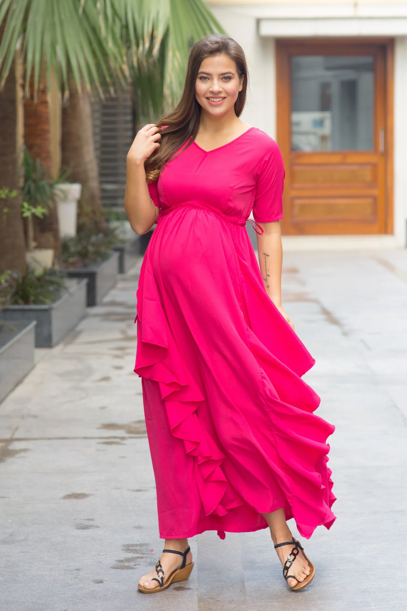 Paris Rose Maternity Flow Dress - Chenance