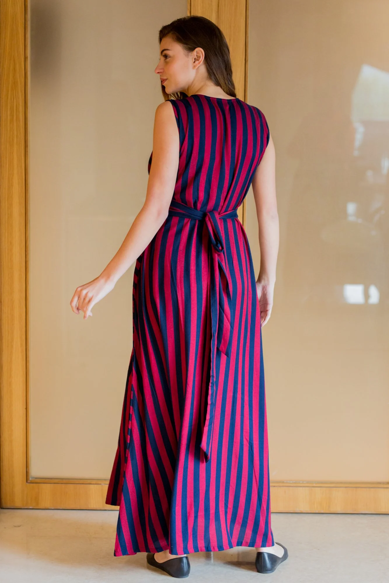 Victoria Striped Maternity and Nursing Maxi - Chenance