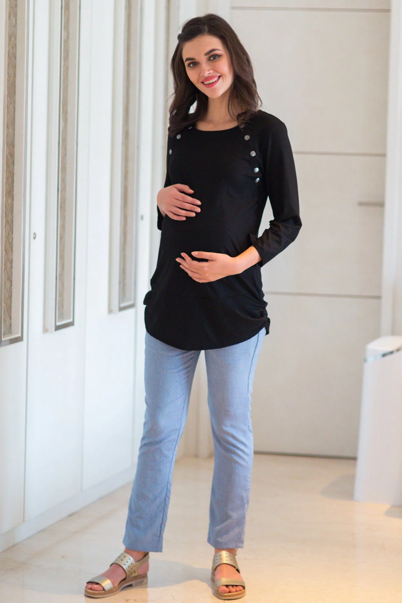 Shoulder Poppers Longline Nursing Top - Chenance