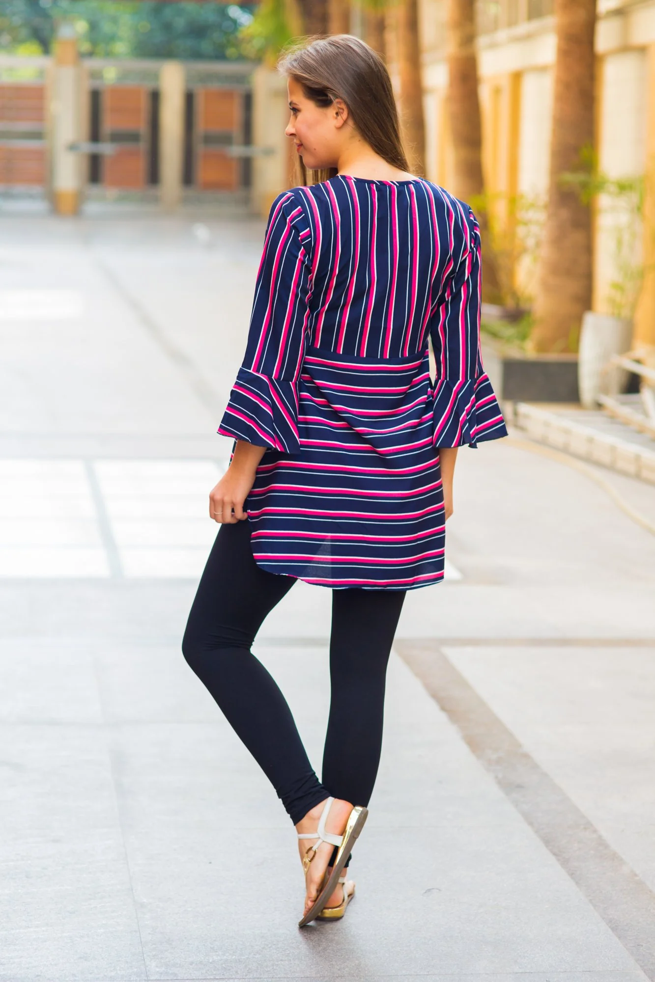 Nautical Striped Gathered Nursing Top - Chenance