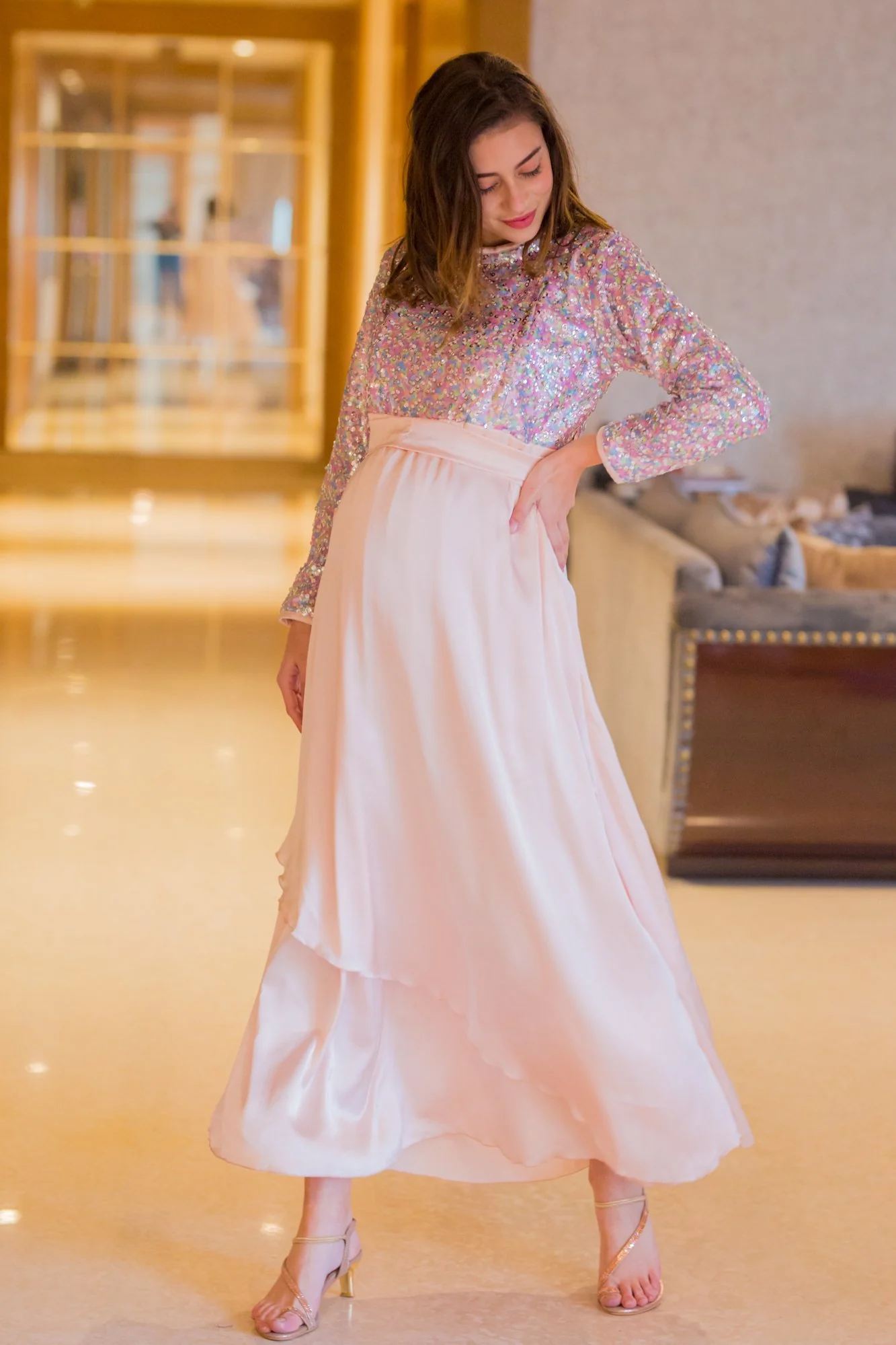 Peppy Sequin Maternity & Nursing Dress - Chenance