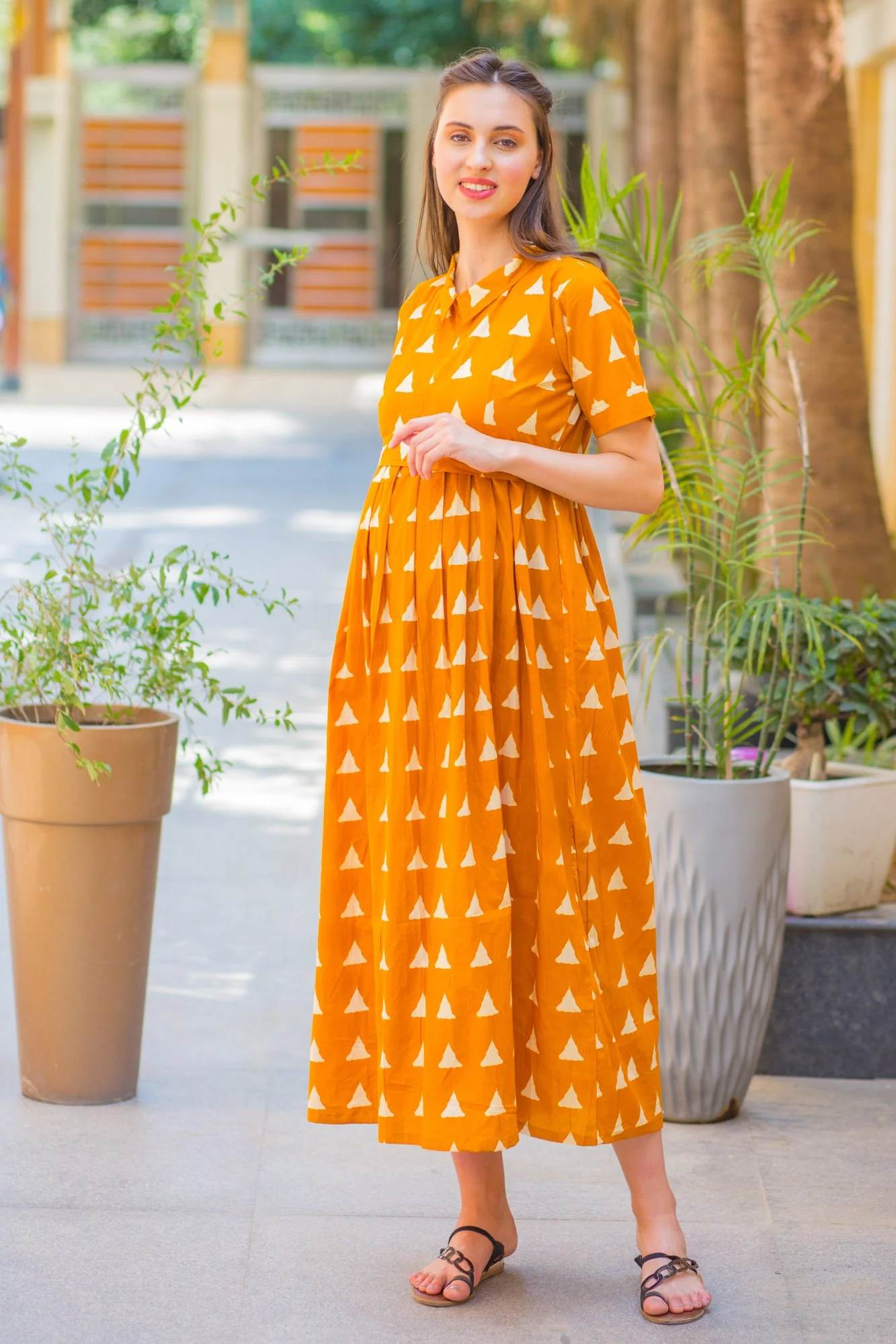 Tuscan Sunny Triangle Maternity & Nursing Dress - Chenance