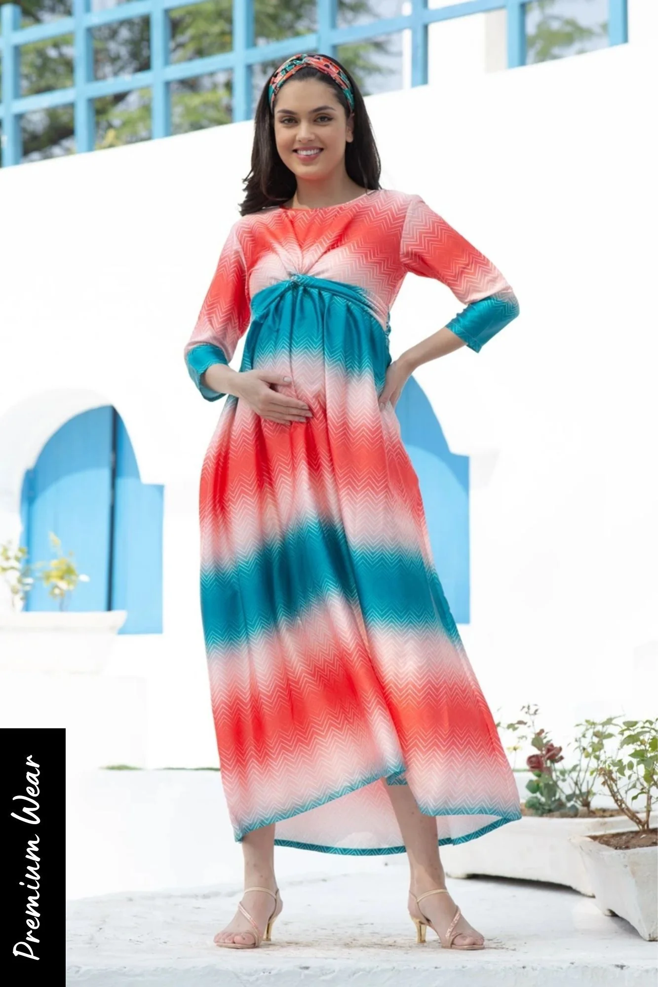 Luxe Nautical Ombre Maternity Knot Dress - Chenance