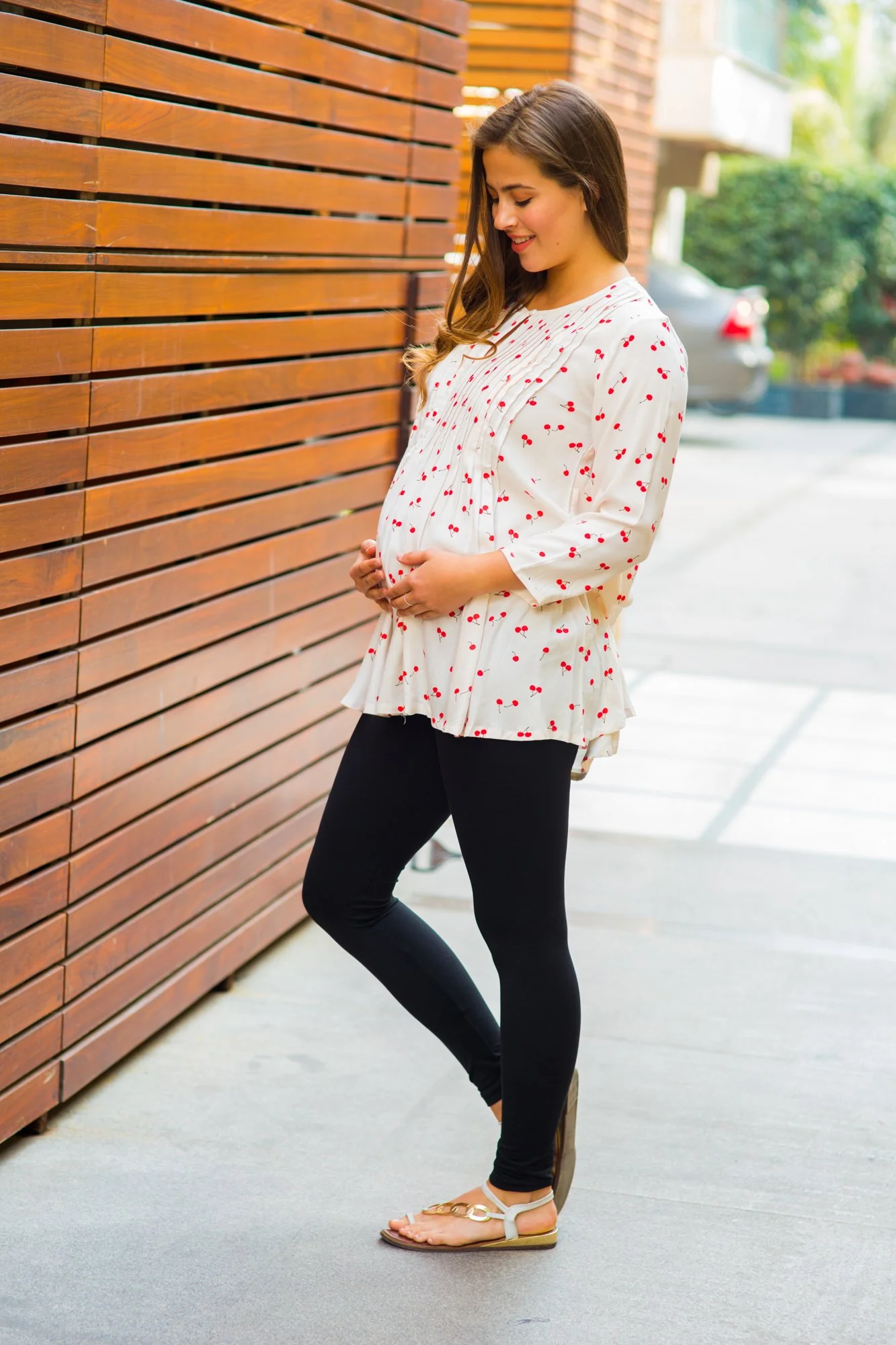 Serene Cherry Pintucks Maternity & Nursing Top - Chenance