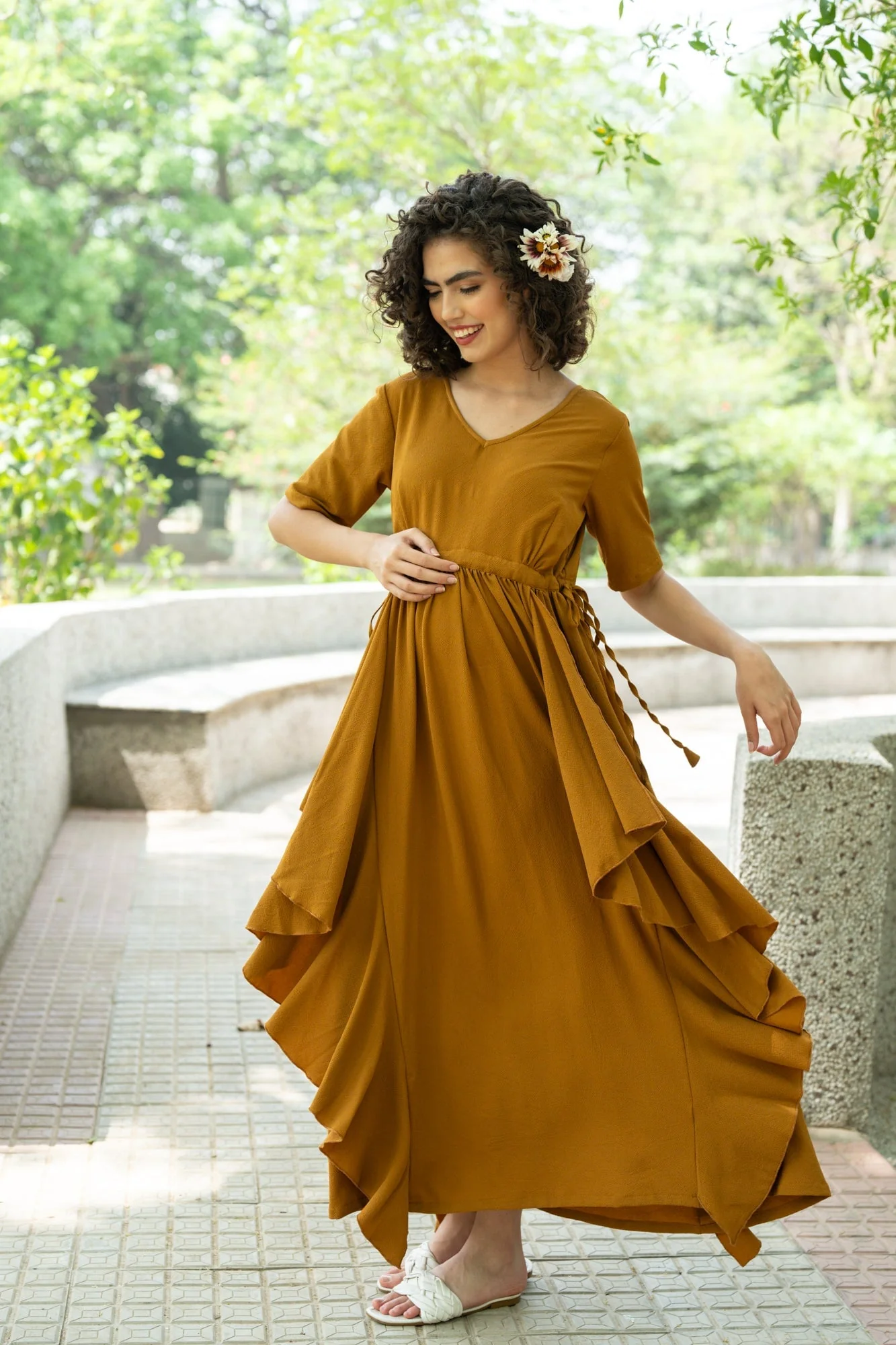 Graceful Pretty Ginger Maternity Flow Dress - Chenance
