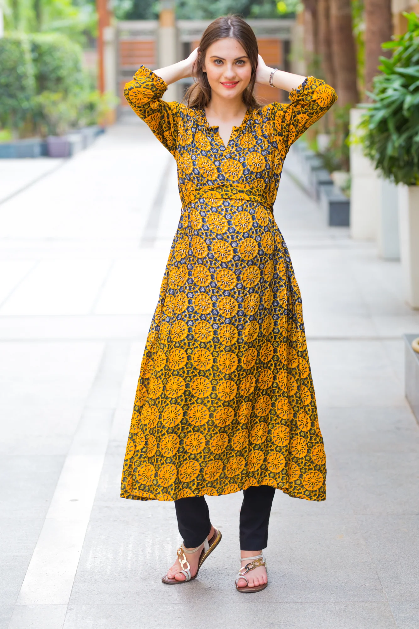 Yellow Ombre Maternity and Nursing Kurta - Chenance