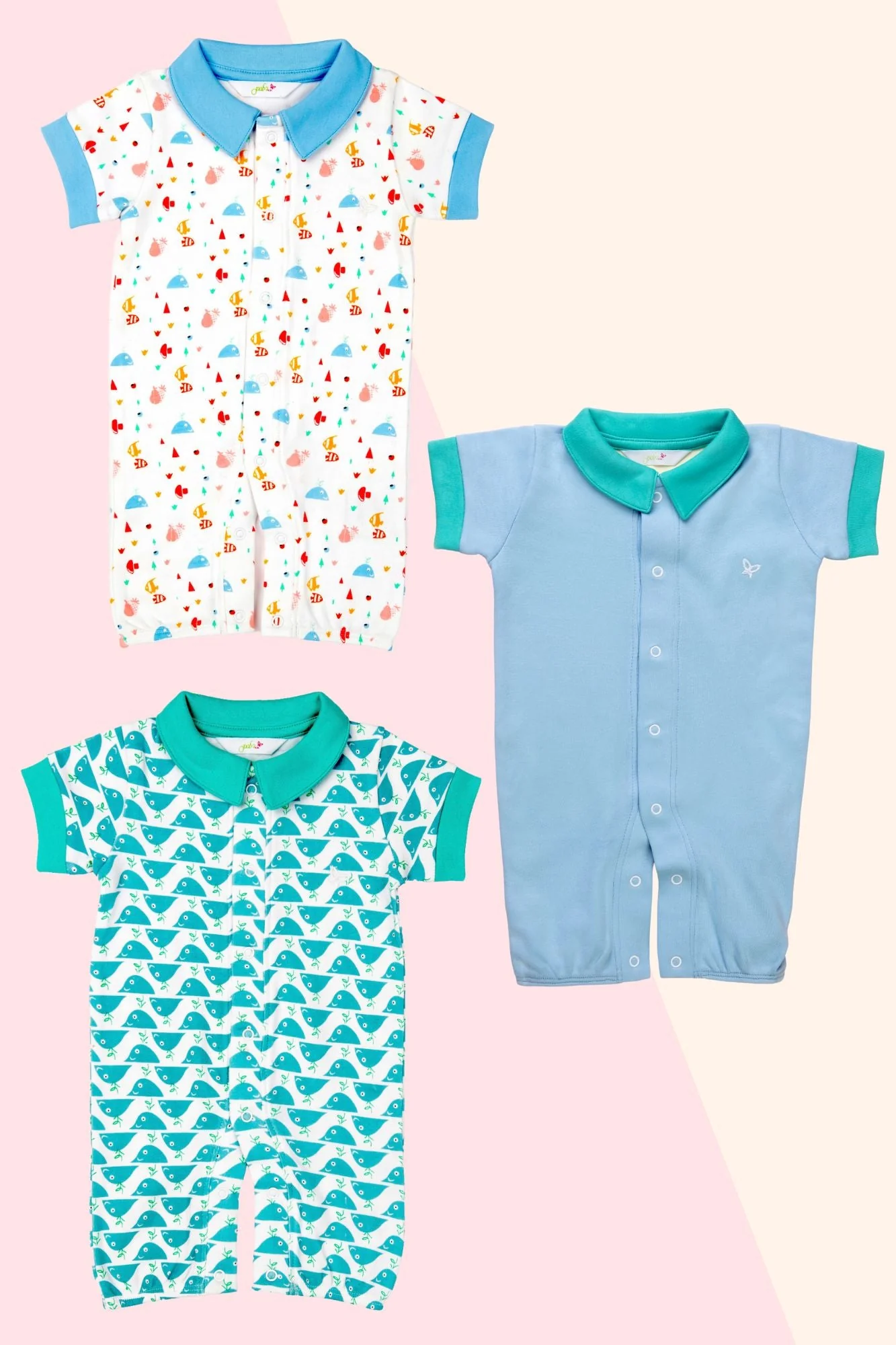 Whale at the Beach - Baby Romper (Set of 3) - Chenance