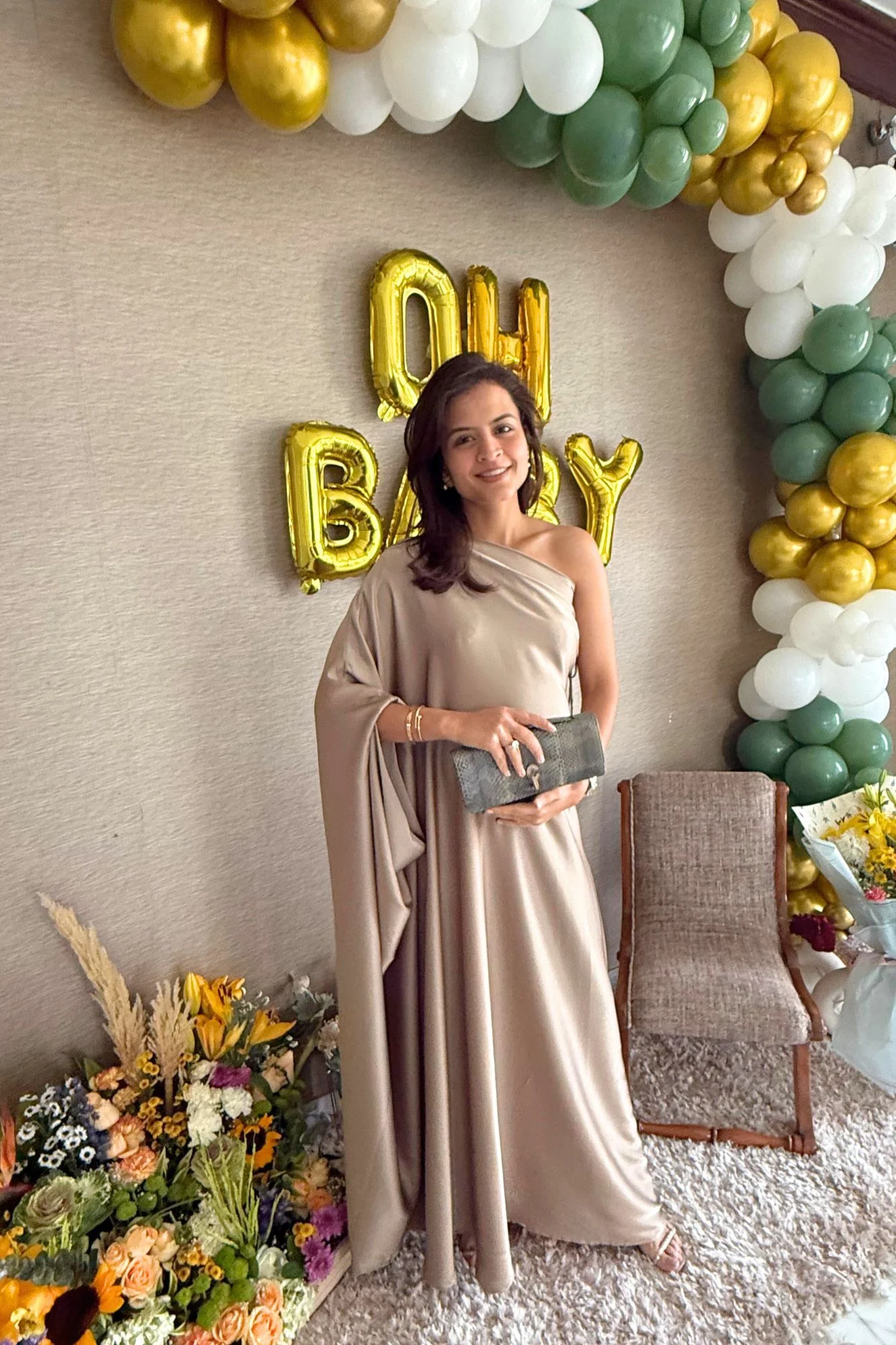 Luxe Golden Glow Satin Maternity Gown - Chenance