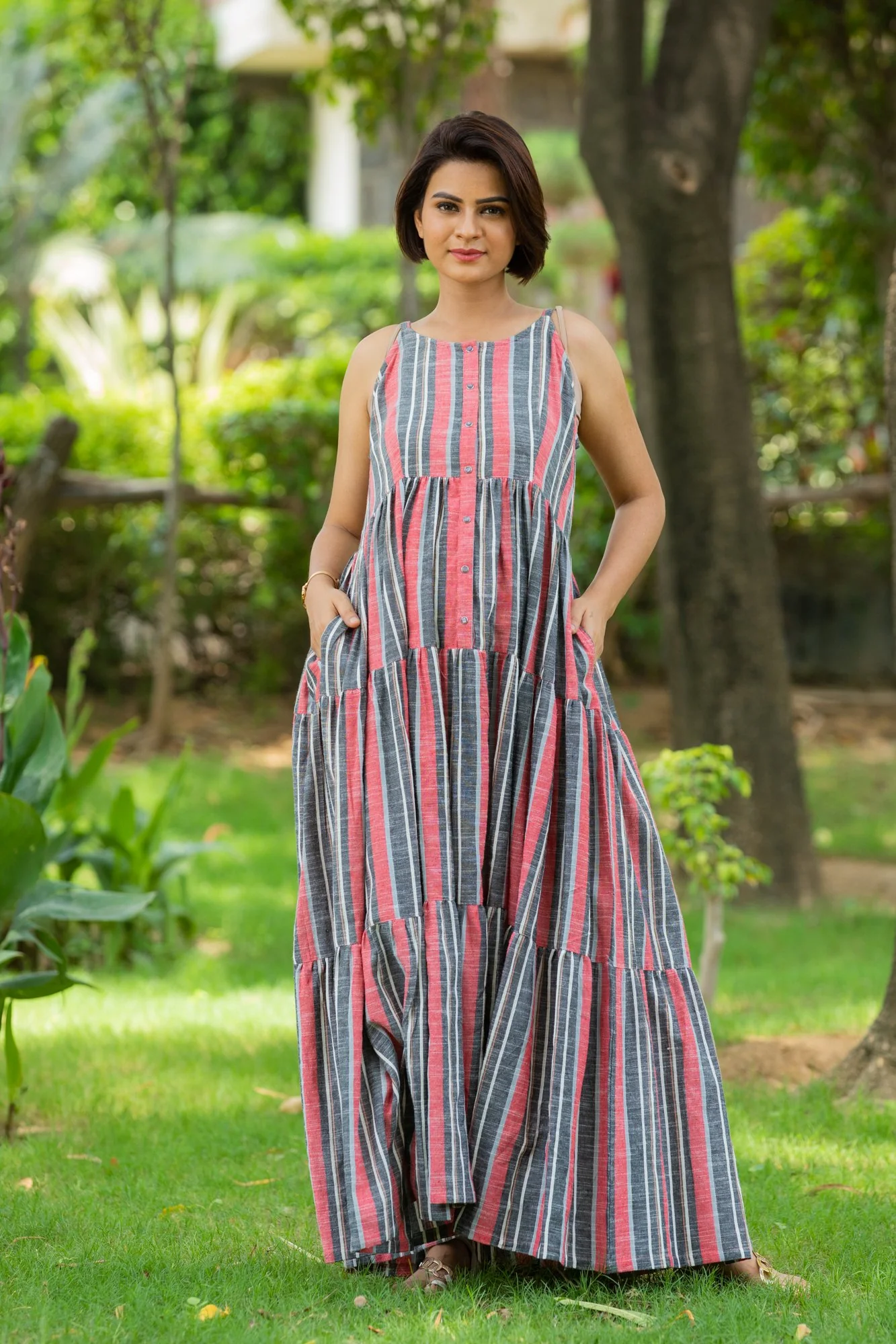 Boho Striped Maternity & Nursing Layer Dress - Chenance
