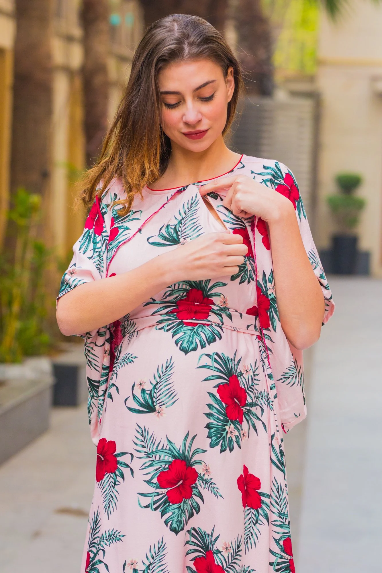 Rosy Story Maternity & Nursing Flap Dress - Chenance