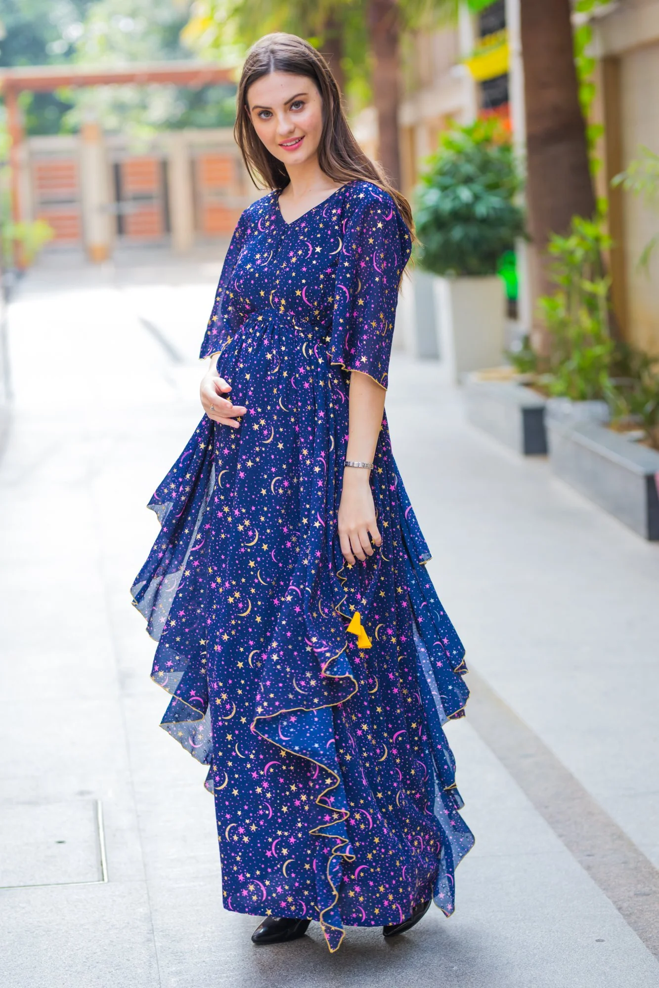 Luxe Milky Way Shimmer Maternity Flow Dress - Chenance