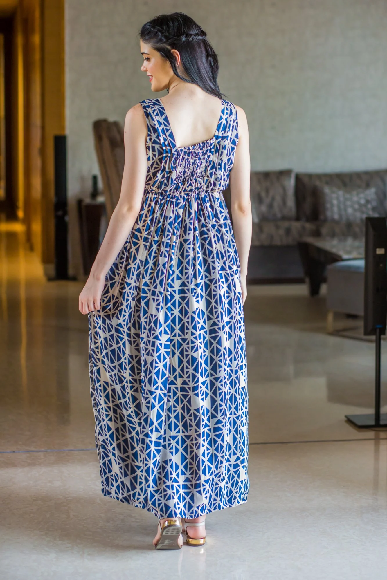 Elegant Patterened Maternity & Nursing Dress - Chenance