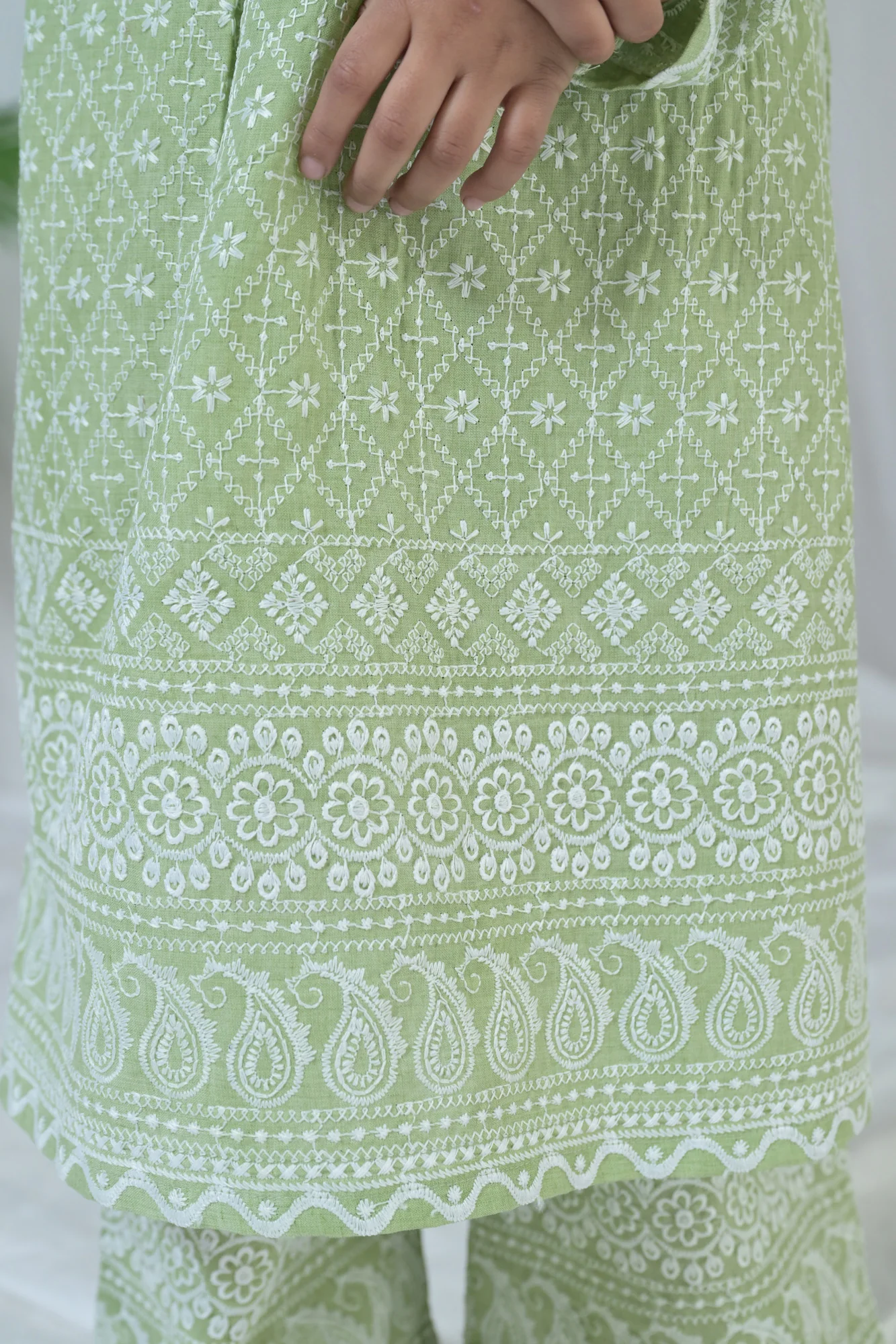 Winsome Olive Green Kurta Set (2pc) (0-12 Yrs) - Chenance