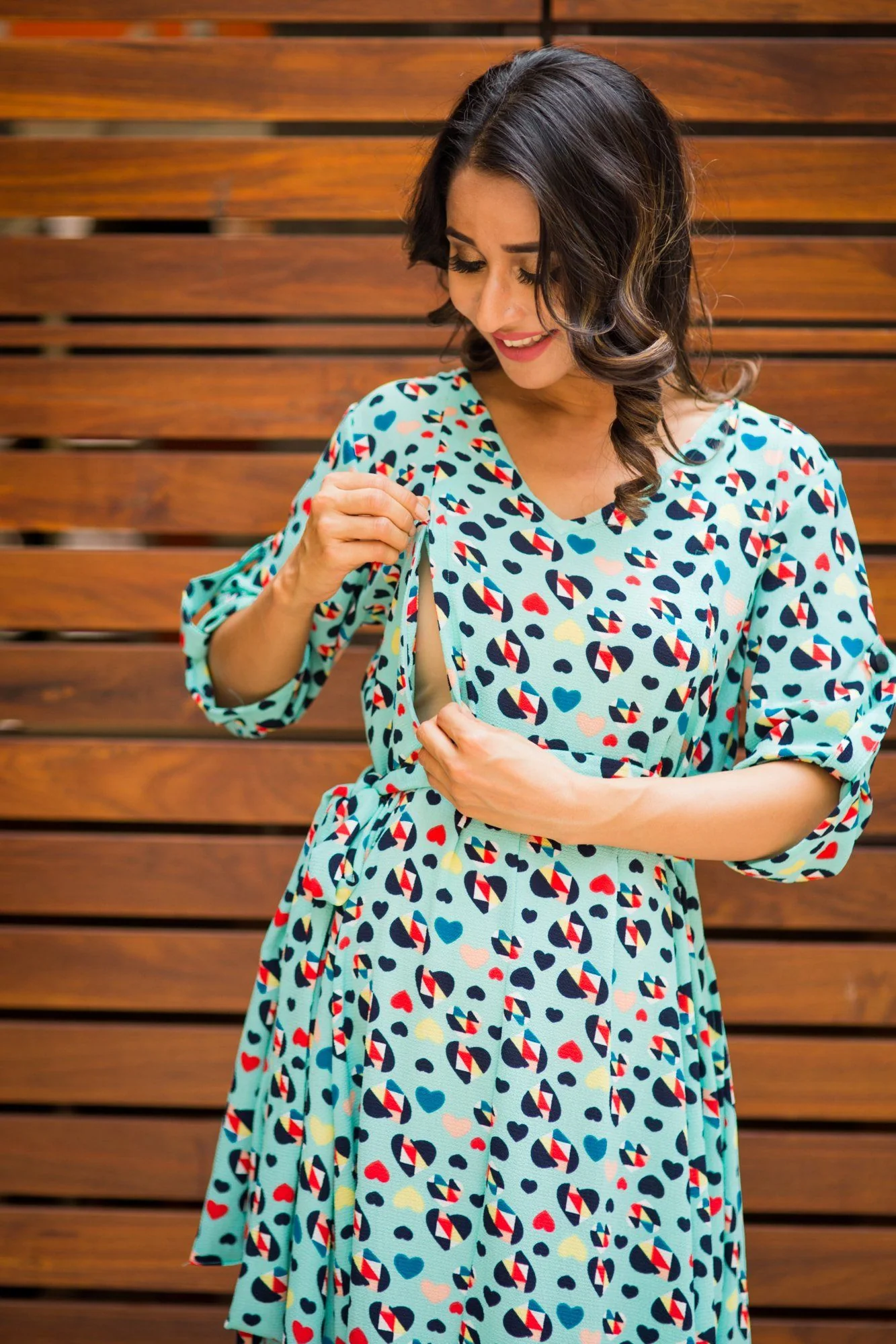 Mint Green Amour Concealed Zips Maternity & Nursing Maxi Dress - Chenance