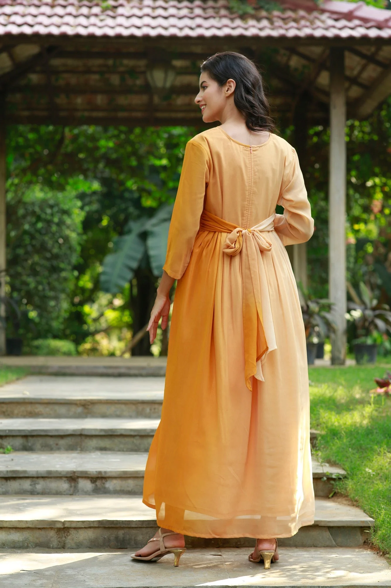 Graceful Honey Maternity Knot Dress - Chenance