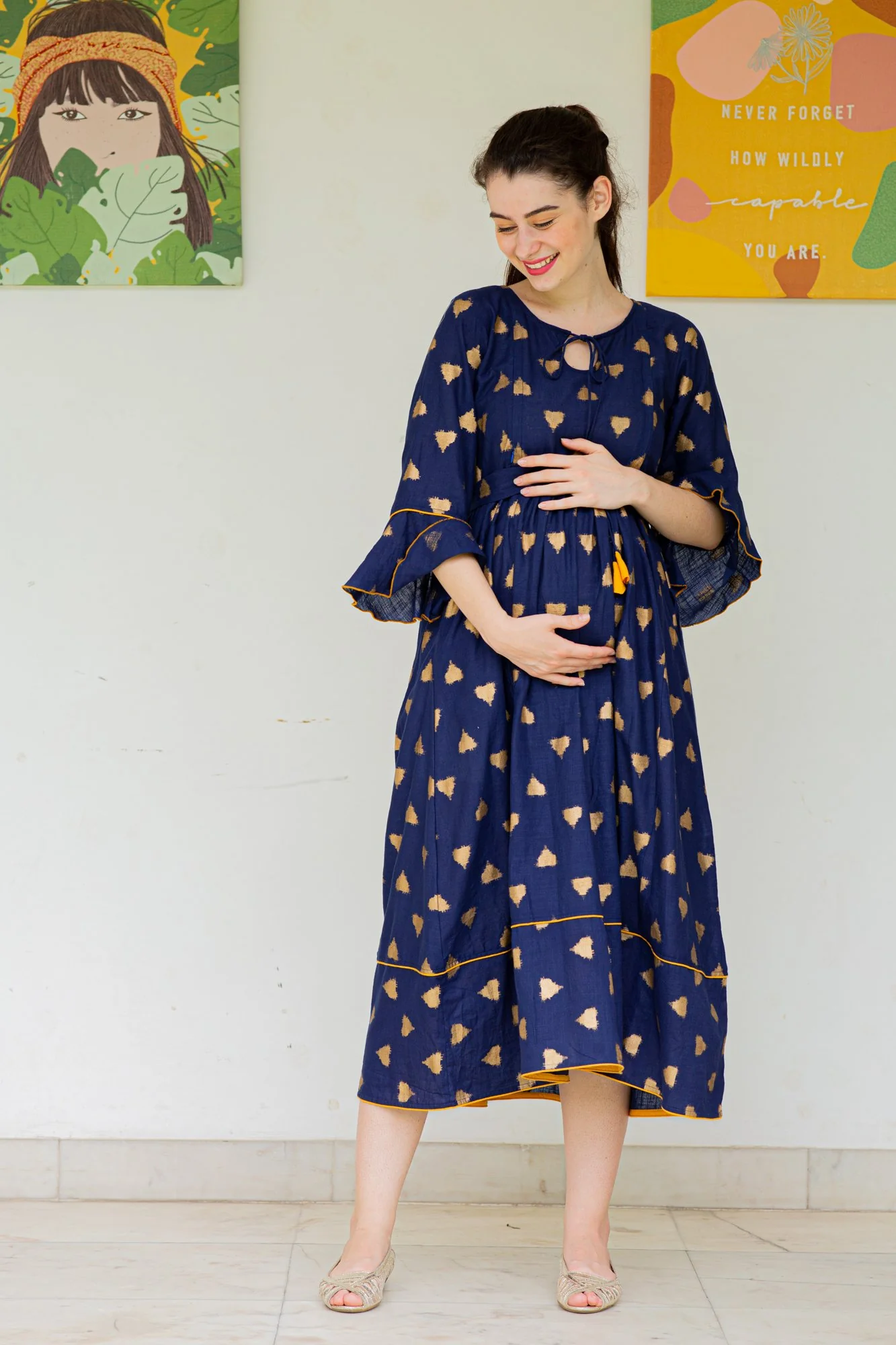 Cobalt Triangle Maternity & Nursing Kurta Dress - Chenance