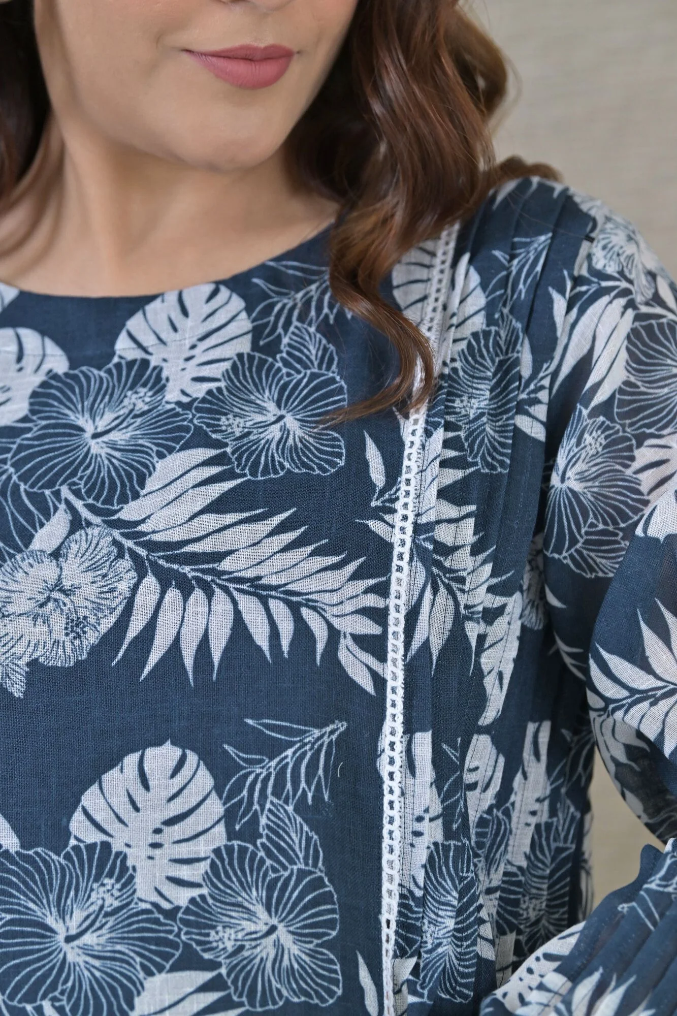 Tropical Maternity Pintucks Top (100% Cotton) - Chenance