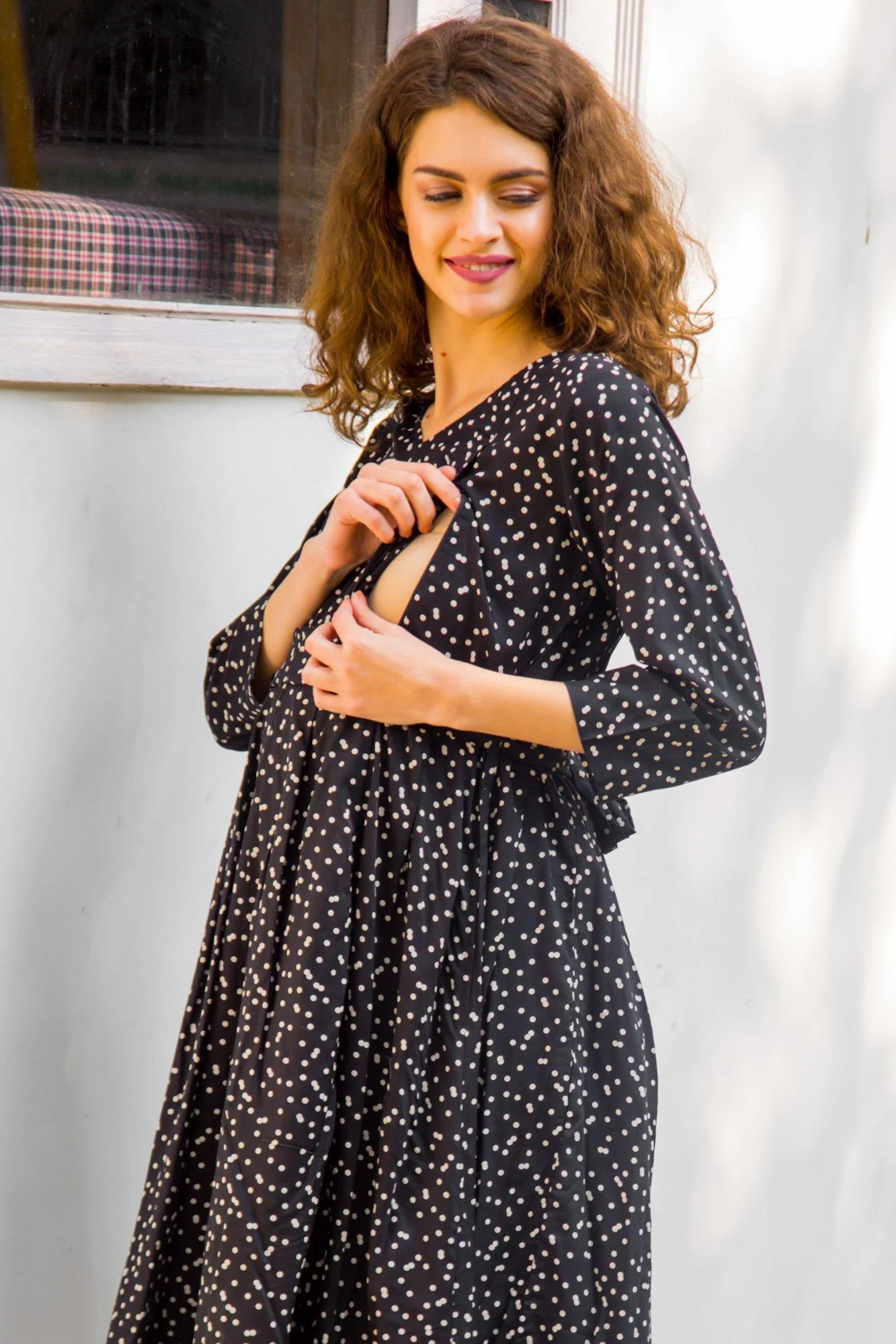 Scattered Polka Maternity & Nursing Dress - Chenance