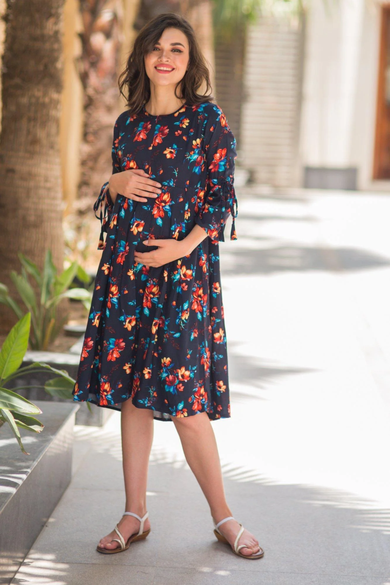 Midnight Tie Maternity & Nursing Dress - Chenance
