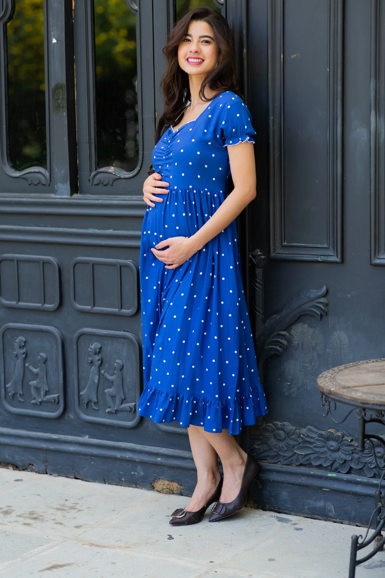 Winsome Blue Sprinkle Maternity Dress - Chenance