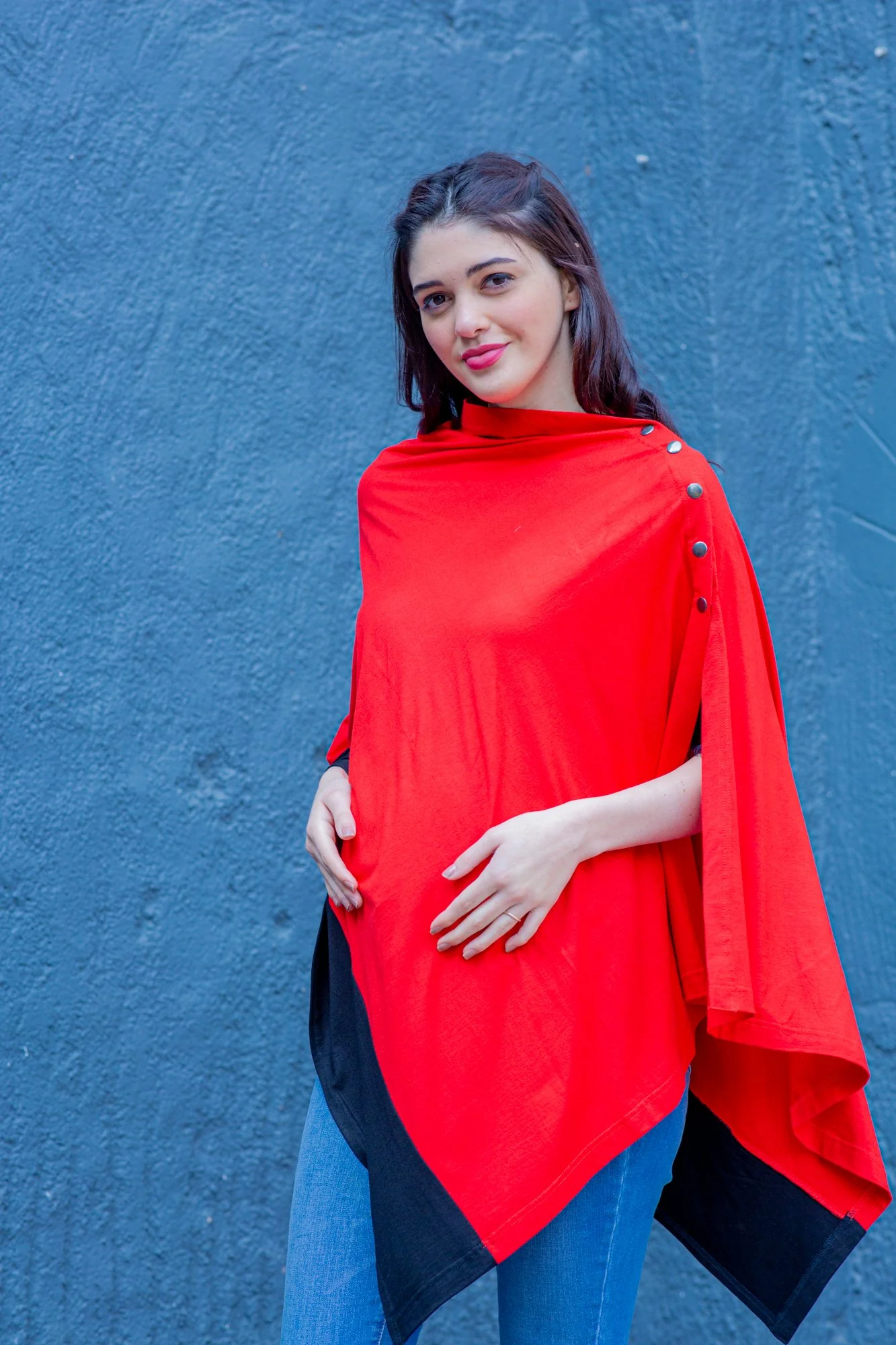 Merry Red Contrast Versatile Nursing Stole - Chenance
