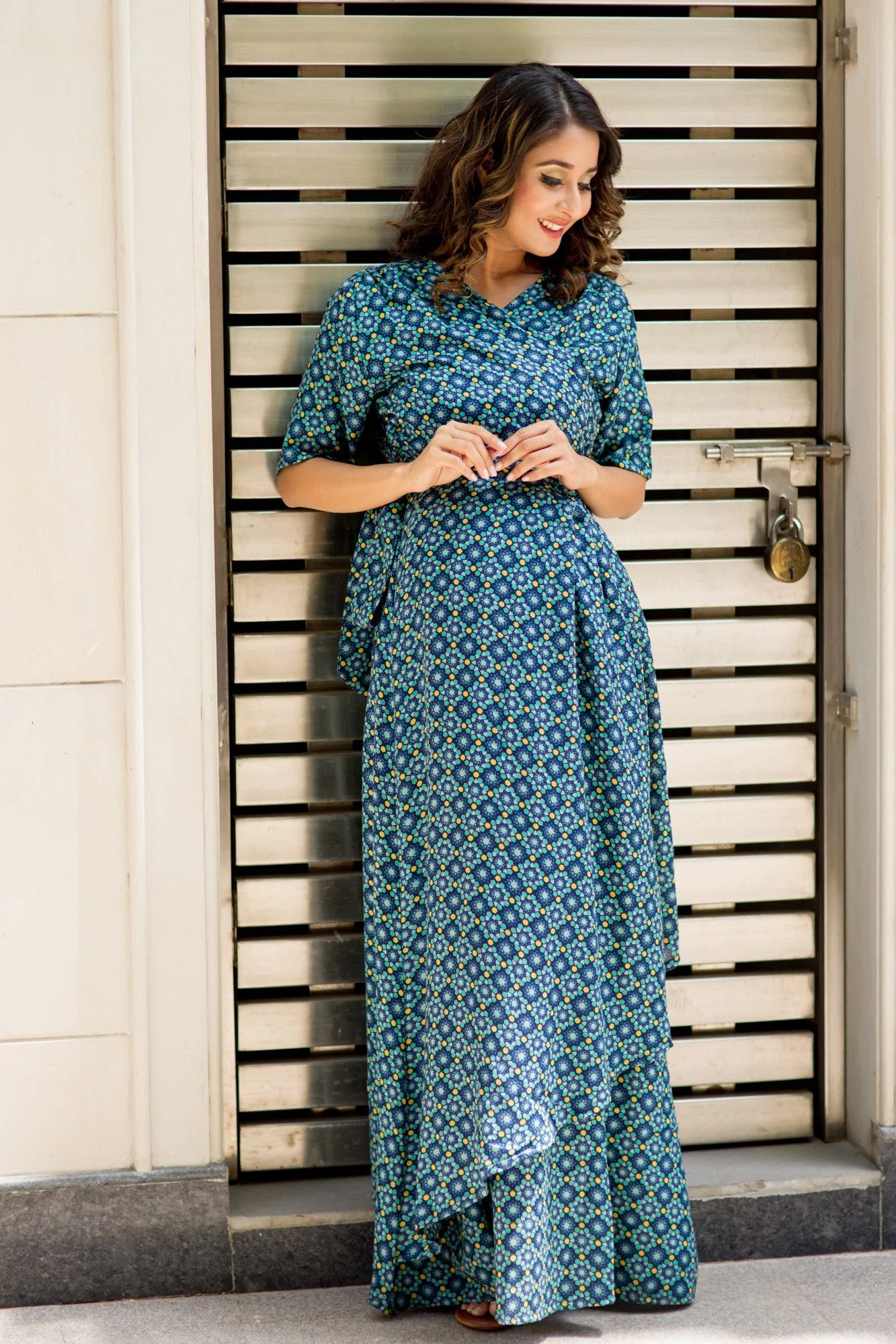 Cascading Diamond Wrap Maternity & Nursing Dress - Chenance