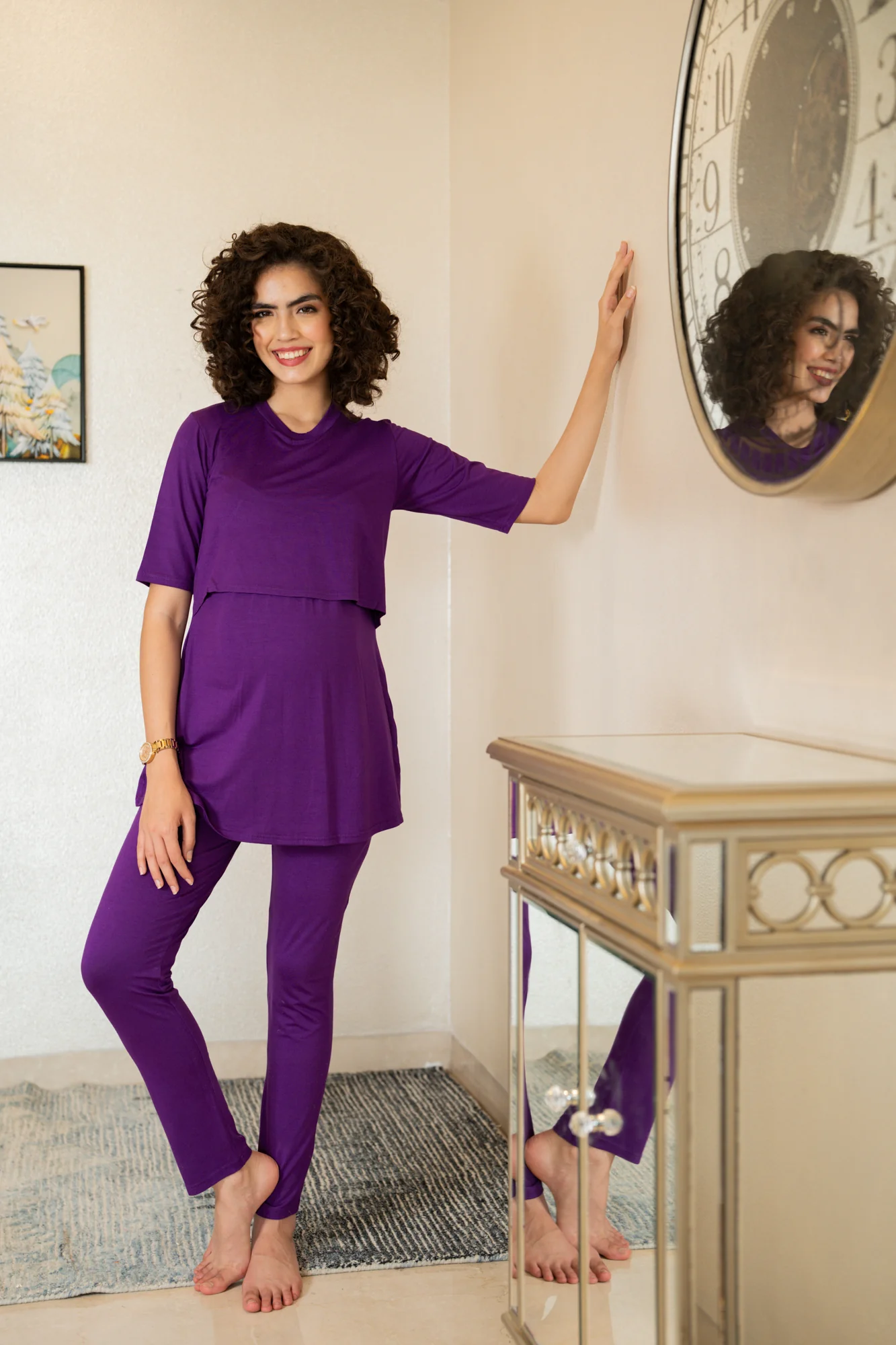 247 Comfy Purple Zipless Maternity Athleisure Set - Chenance
