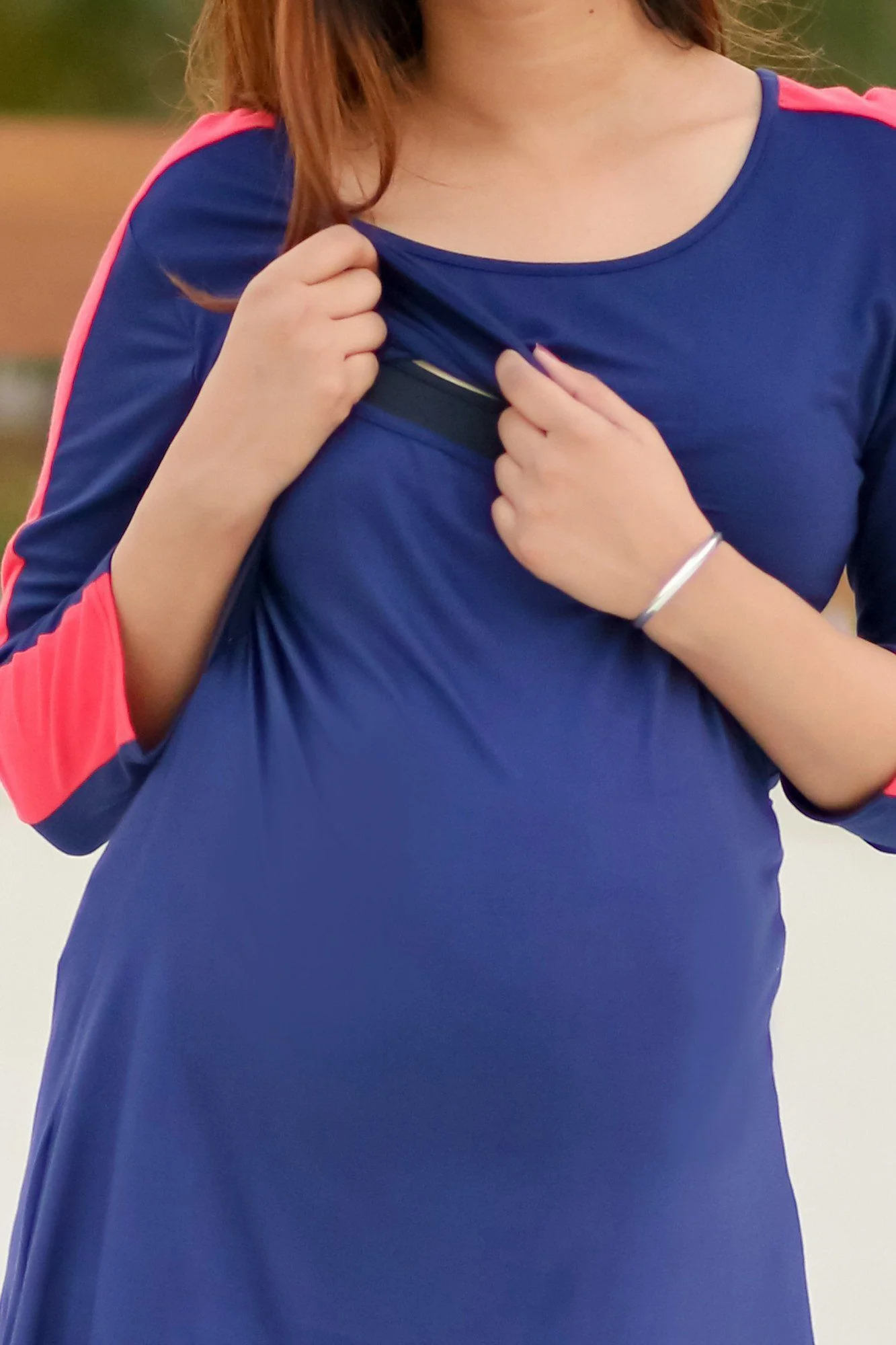 Navy Blue Chic Maternity & Nursing Dress - Chenance