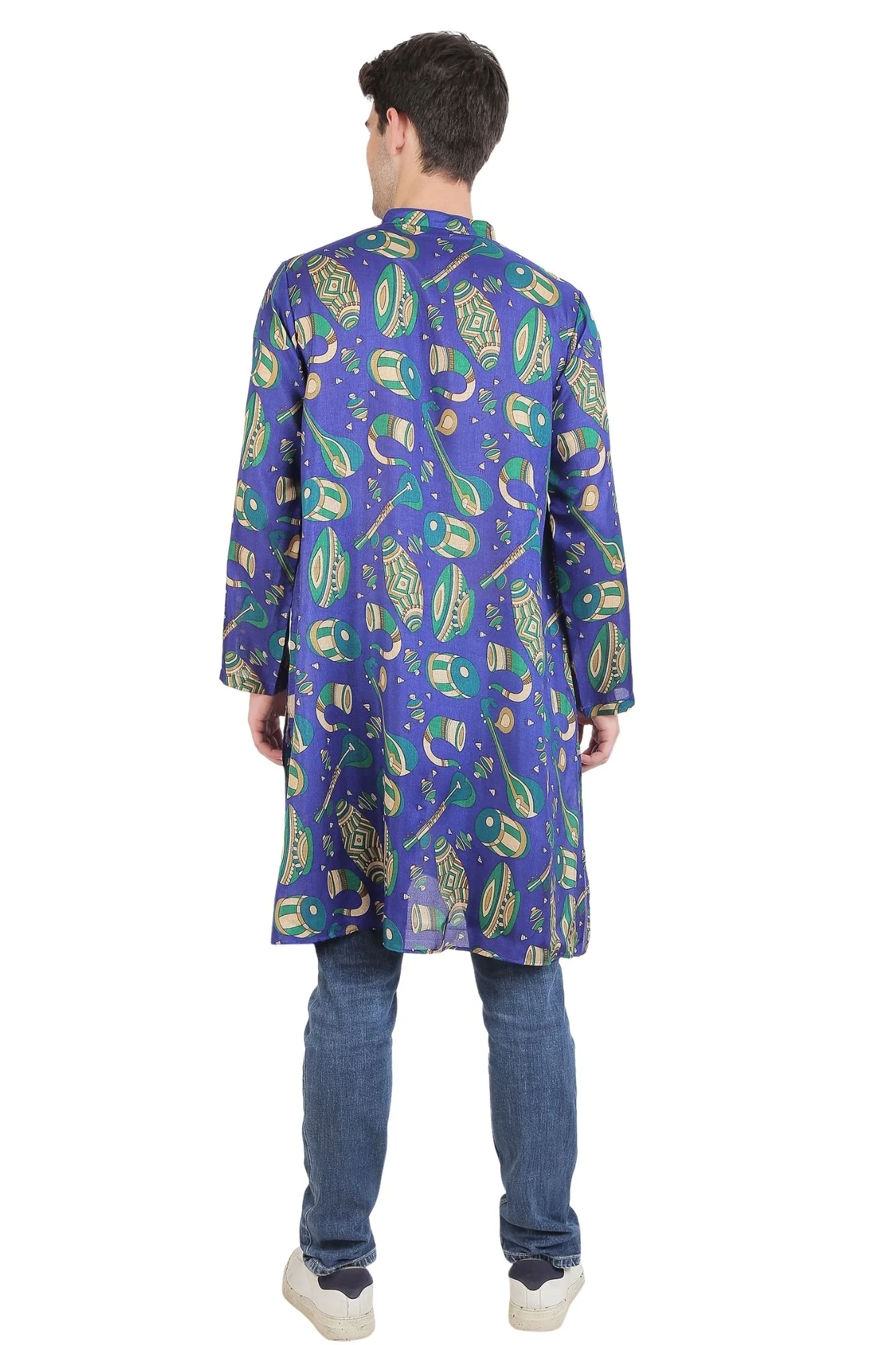 Men Musical Blue Silk Kurta - Chenance