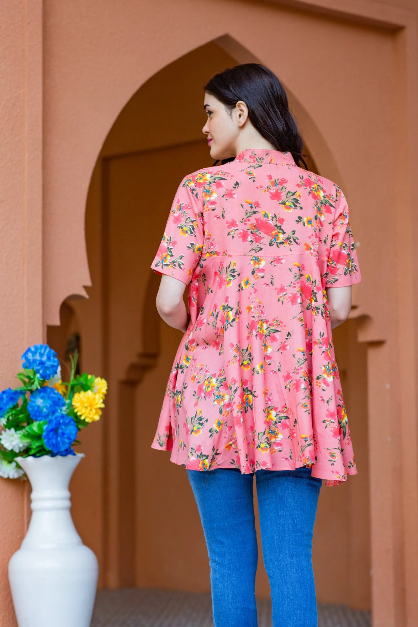 Pink Garden  Maternity & Nursing Flair Top - Chenance