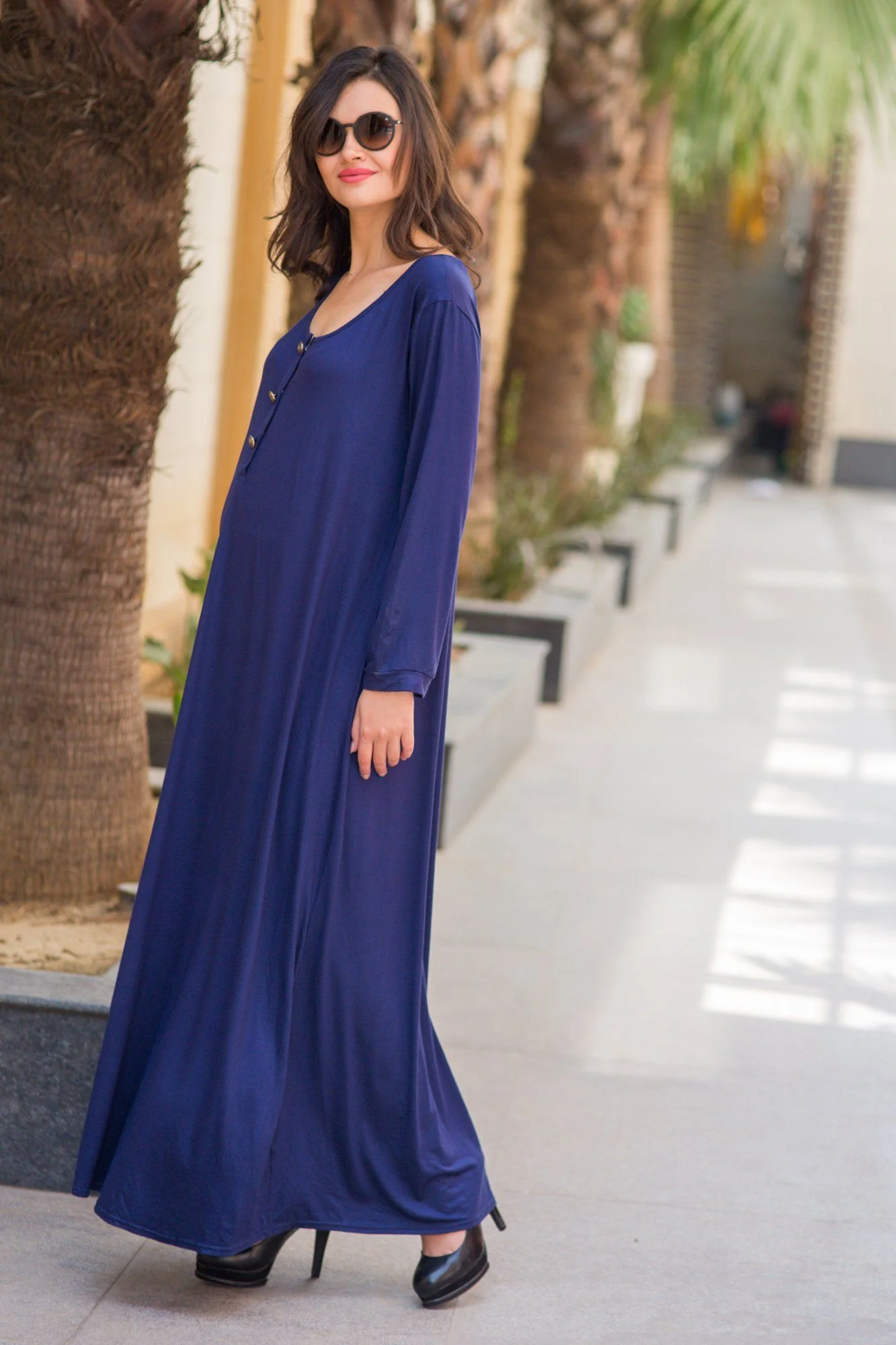 Blue Maternity Maxi Dress - Chenance