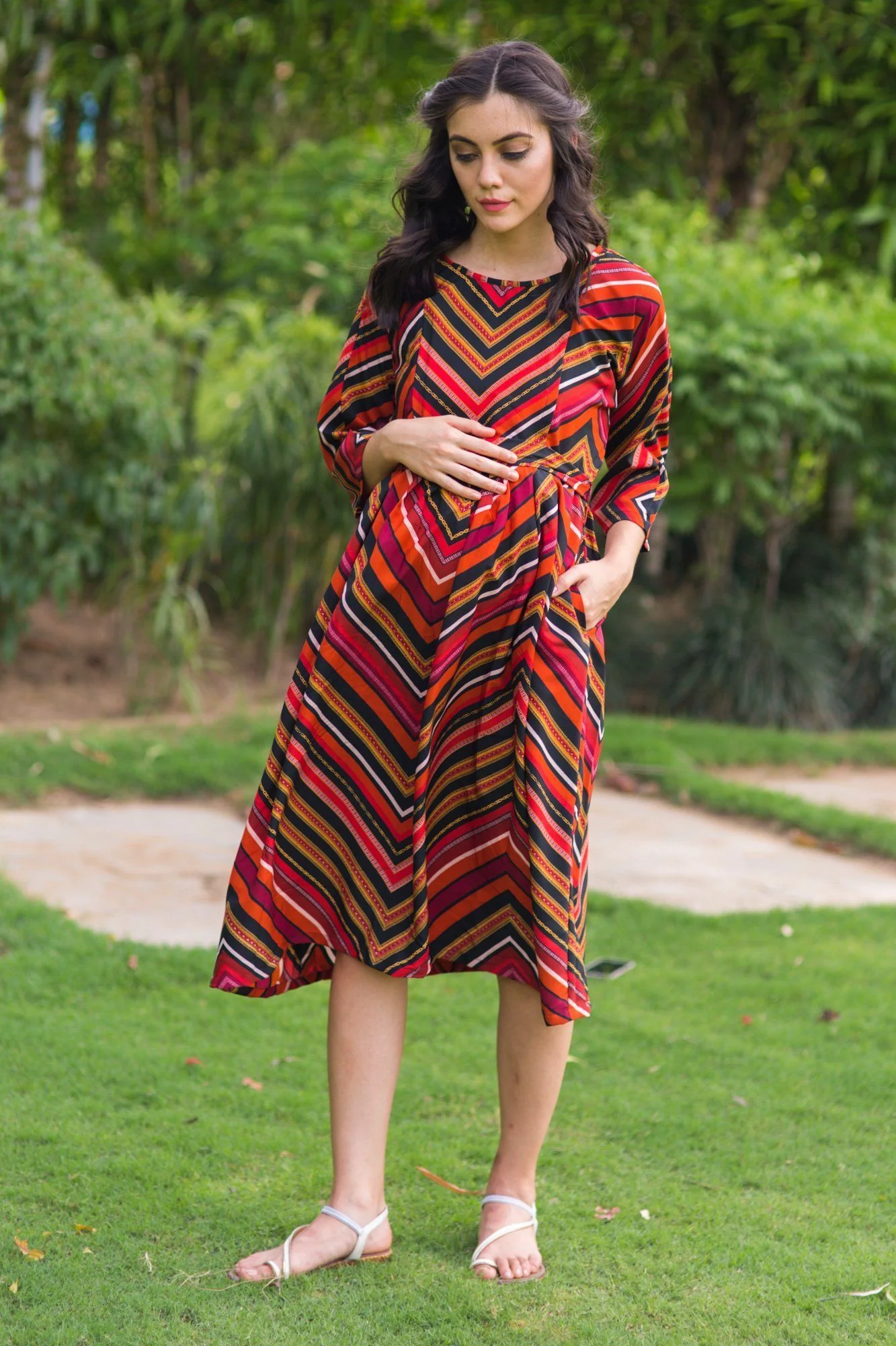 Spice Striped Maternity & Nursing Maxi - Chenance