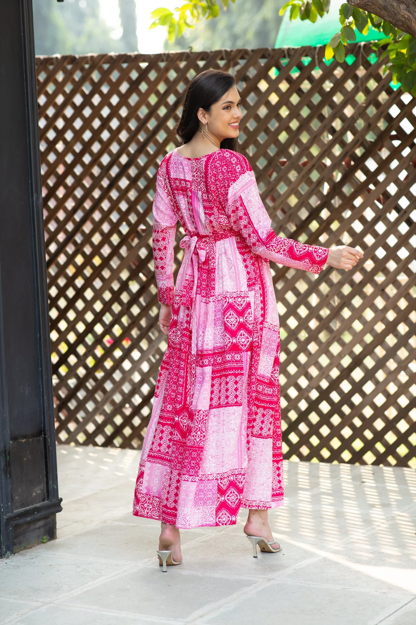 Paradise French Rose Concealed Zip Maternity & Nursing Maxi - Chenance