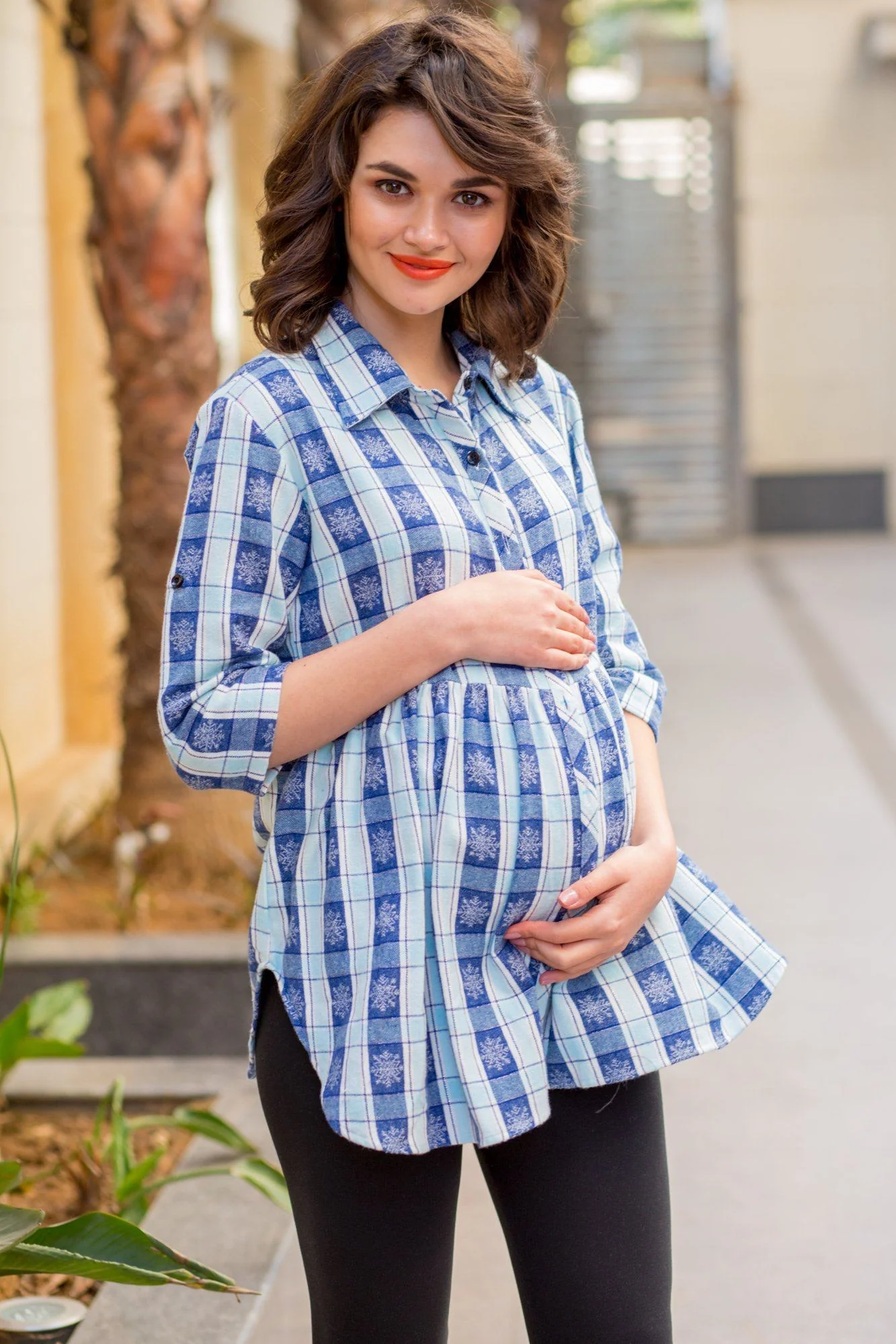 Snow Flake Warm Viscose Maternity Shirt - Chenance