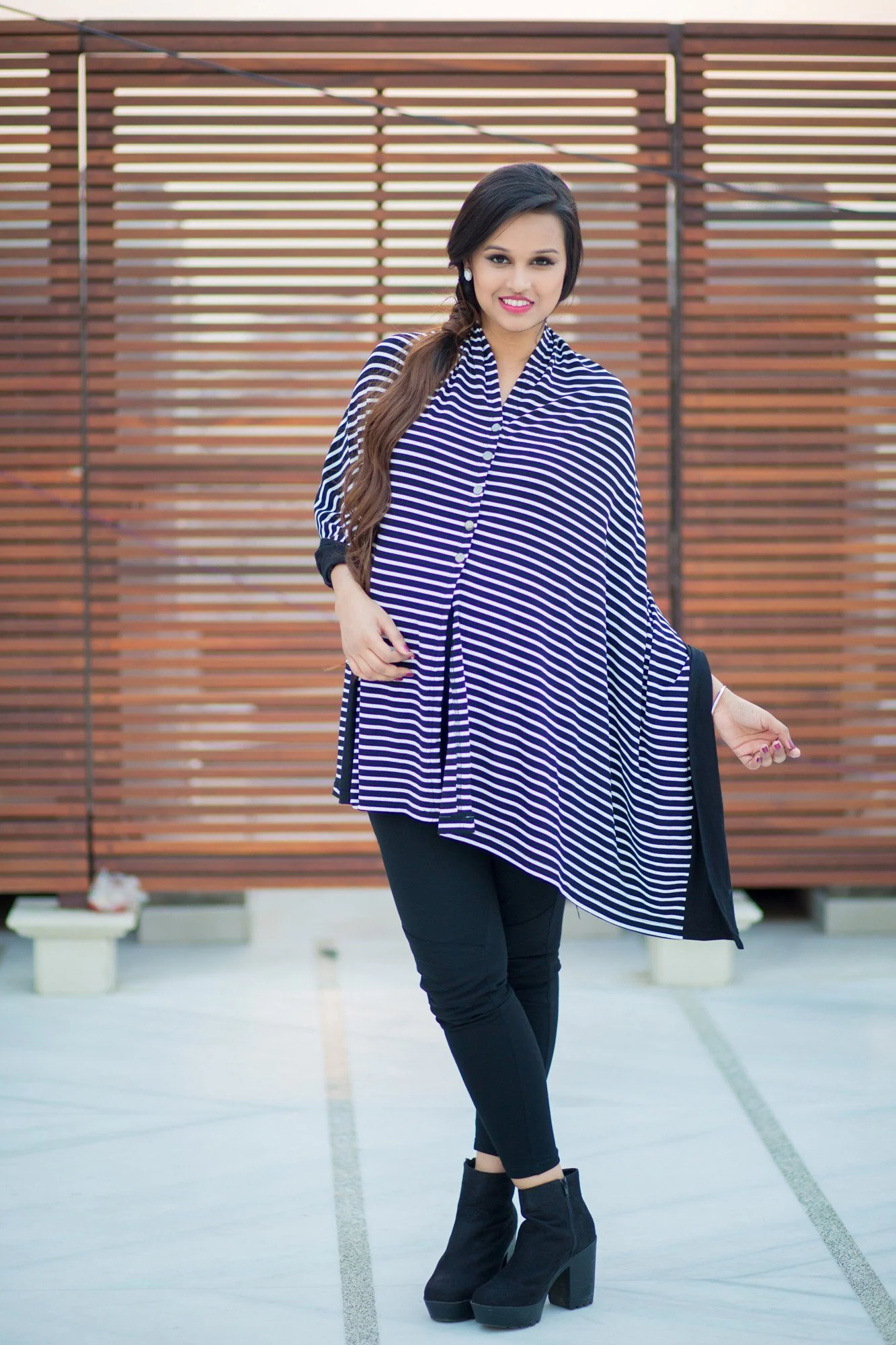 Nautical Striped Versatile Nursing Stole With Border - Chenance