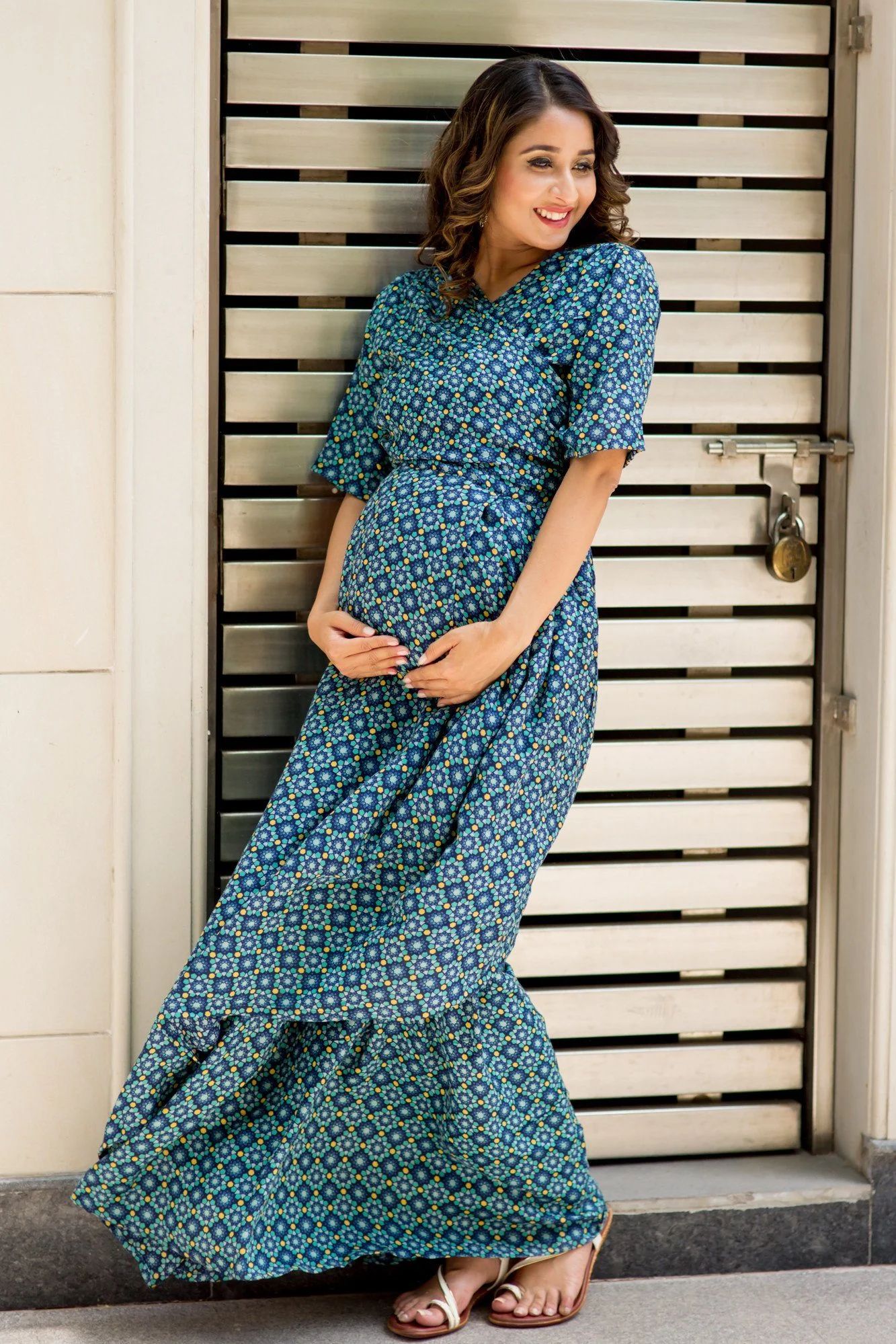 Cascading Diamond Wrap Maternity & Nursing Dress - Chenance