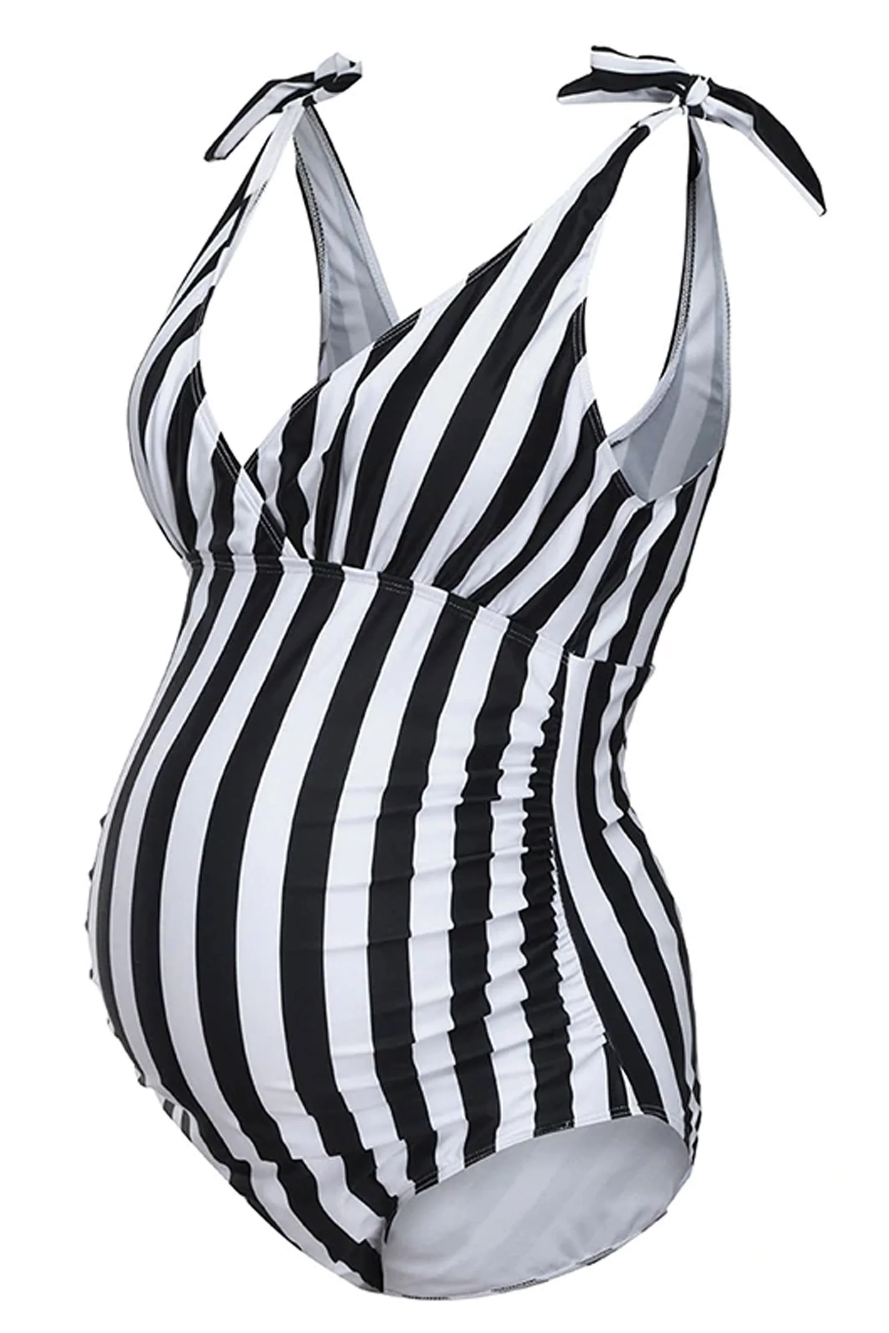 Sleek Striped Maternity Swimsuit - Chenance