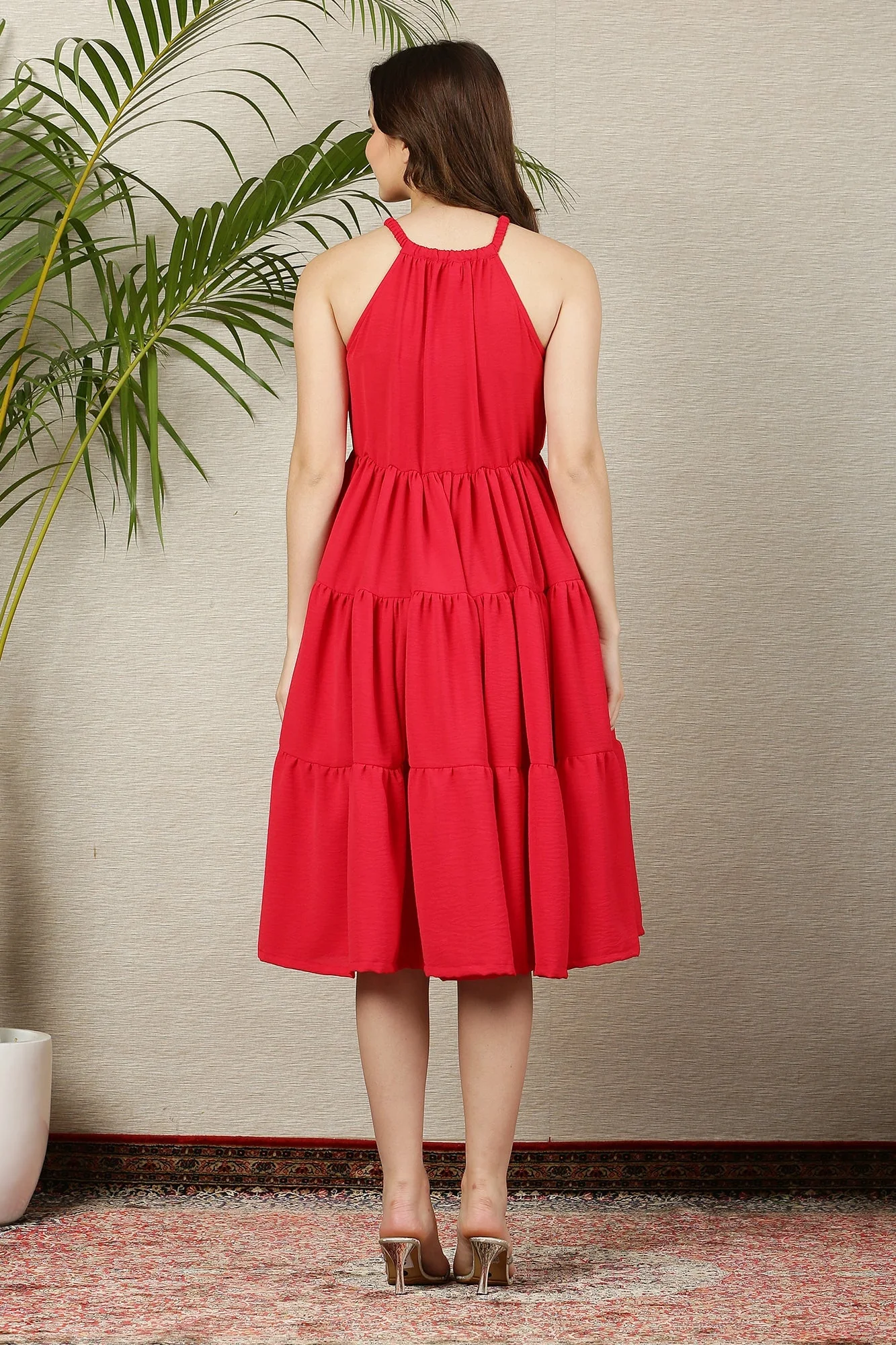 Breezy Scarlet Layered Maternity & Nursing Flow Dress - Chenance