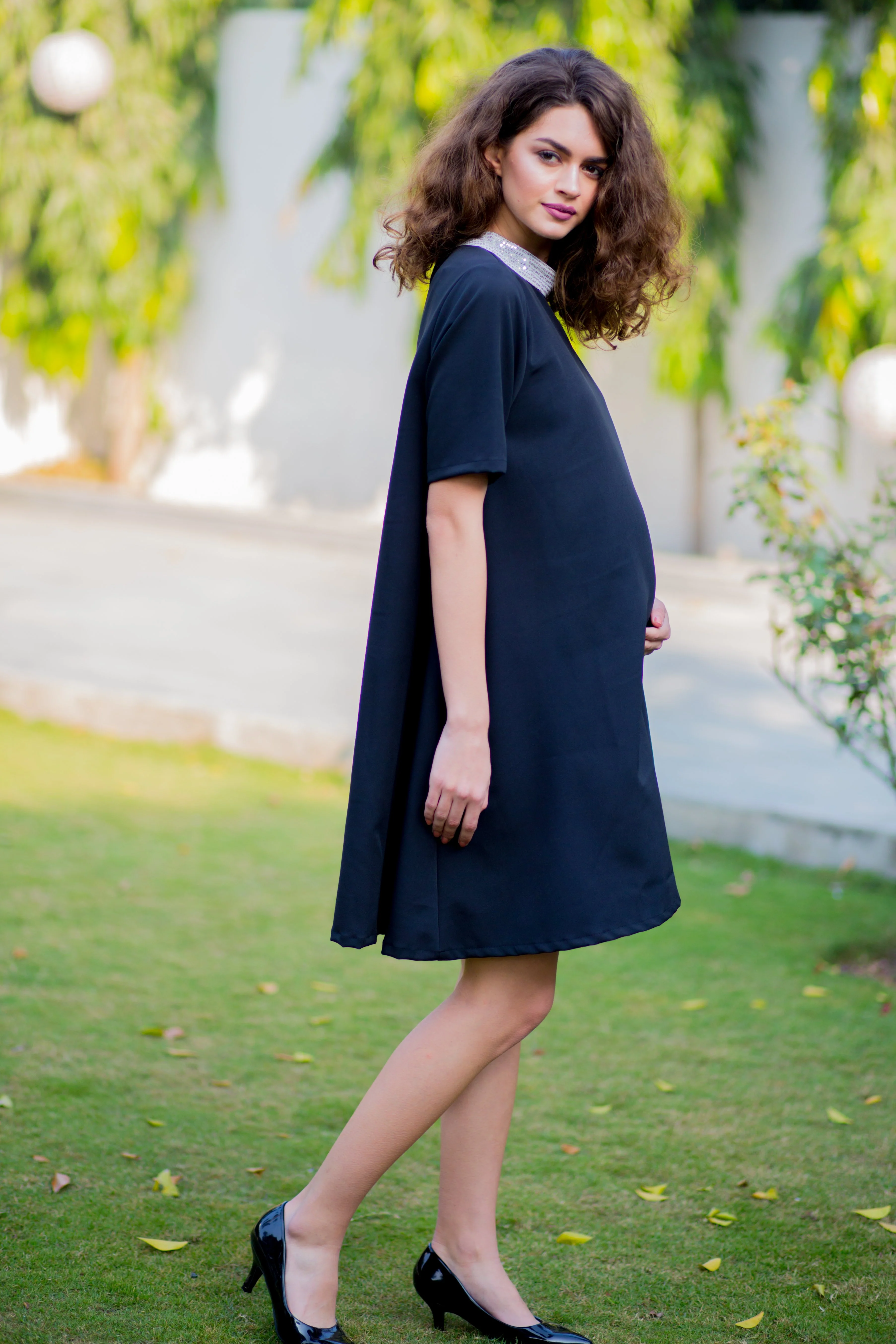 Premium Crepe Maternity Swing Dress - Chenance