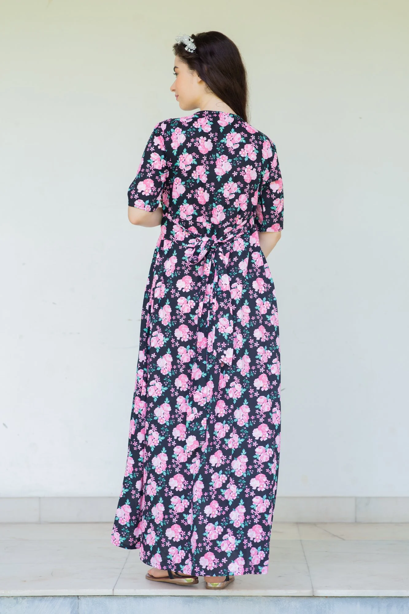 Midnight Breeze Maternity & Nursing Hi-Low Wrap Dress - Chenance