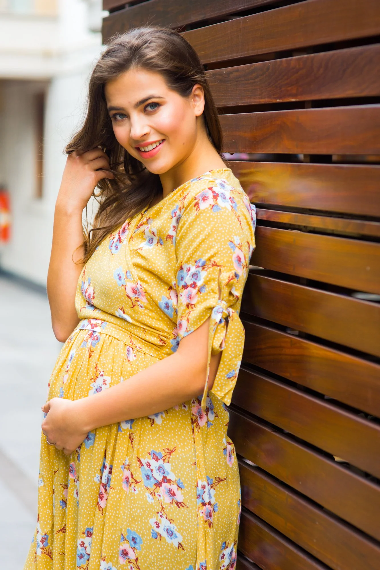 Marigold Maternity & Nursing Wrap Midi Dress - Chenance