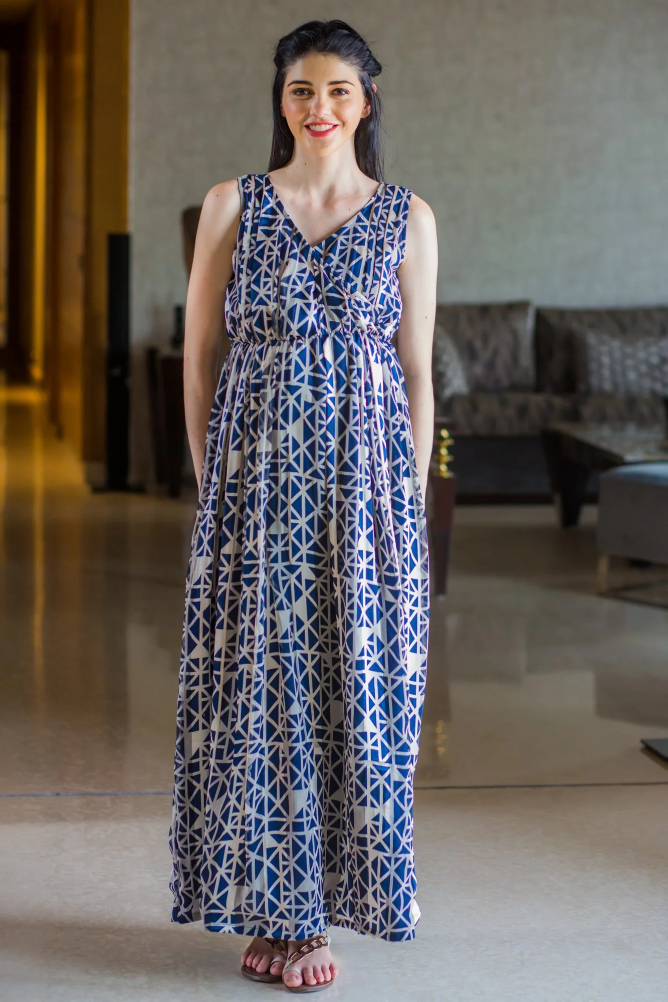 Elegant Patterened Maternity & Nursing Dress - Chenance