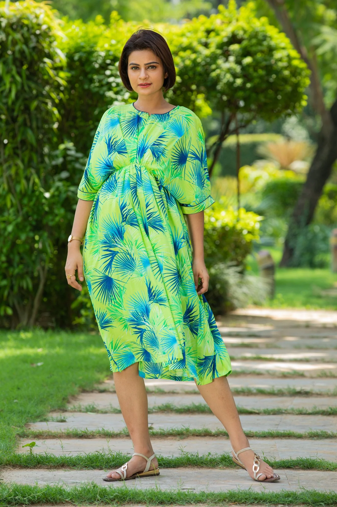 Leafy Maternity & Nursing Kaftan Dress - Chenance
