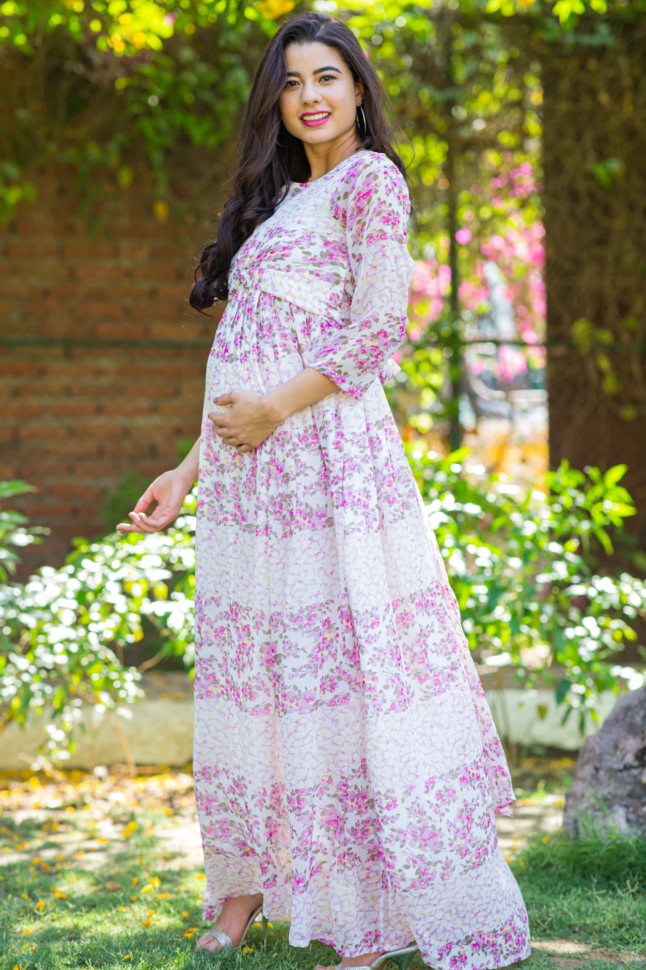 Luxe Rosy Pink Maternity Knot Dress - Chenance