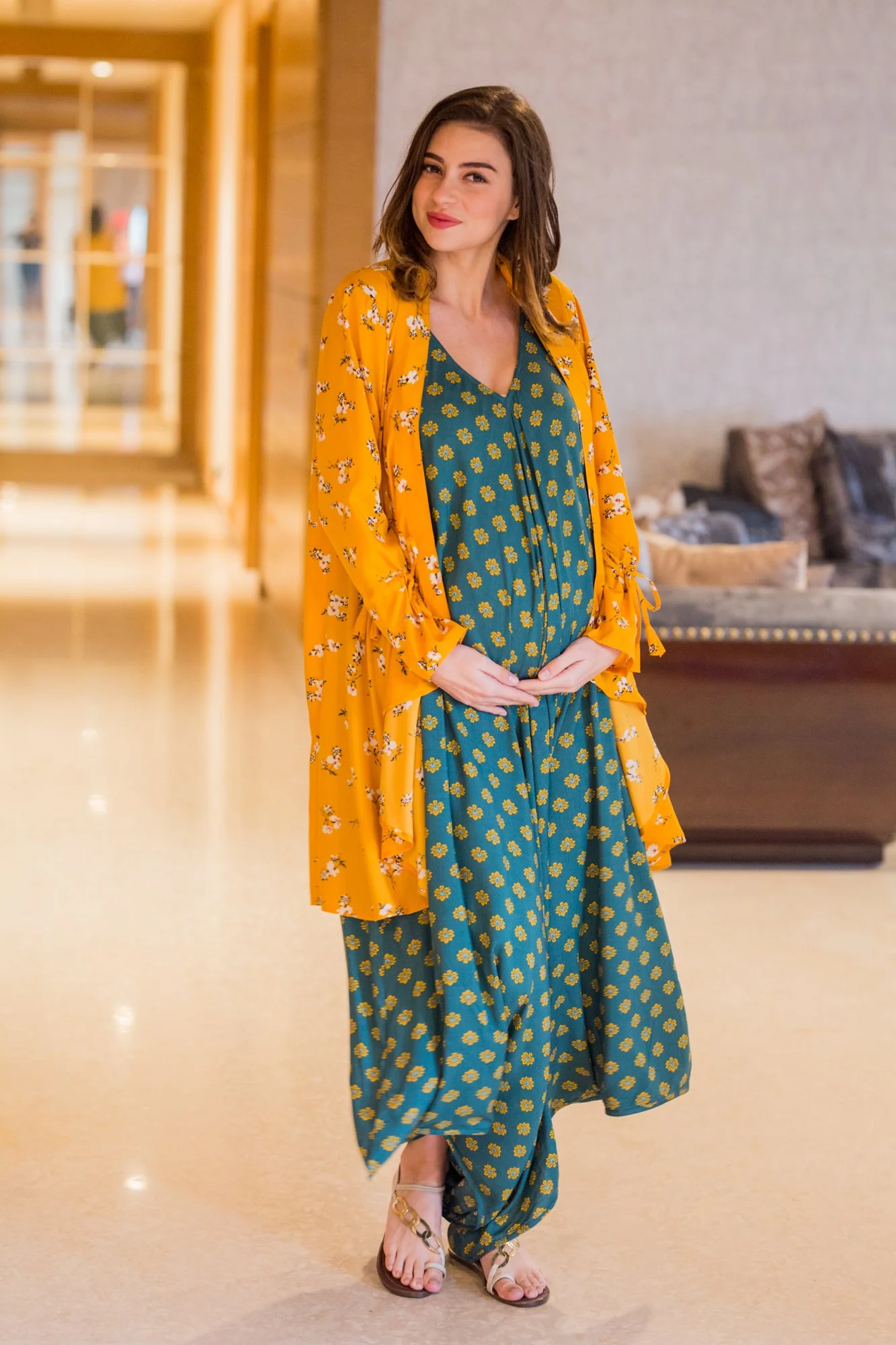 Set of 2 - Emerald Cotton Maternity Jumpsuit with Cover Up - Chenance