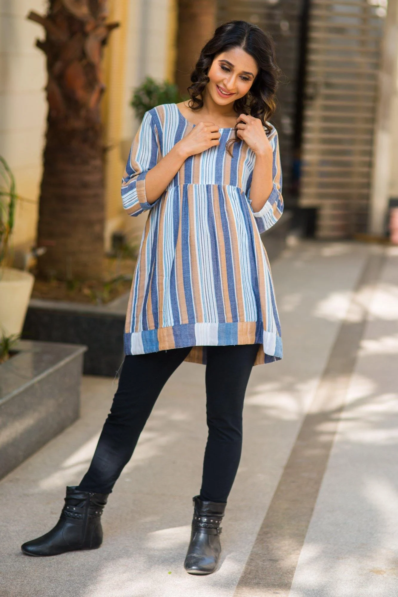 Royal Stripe Maternity & Nursing Top - Chenance