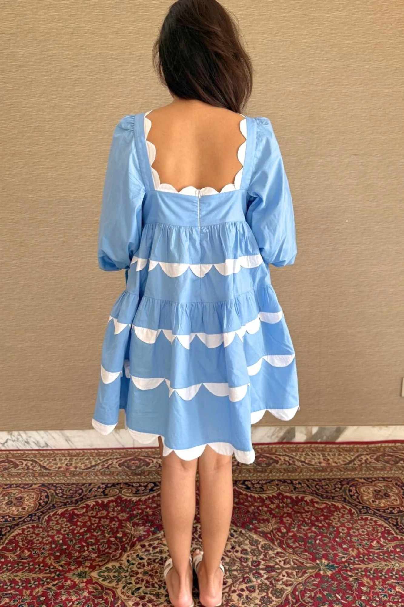 Luxe Graceful Blue Maternity Dress (100% Cotton) - Chenance