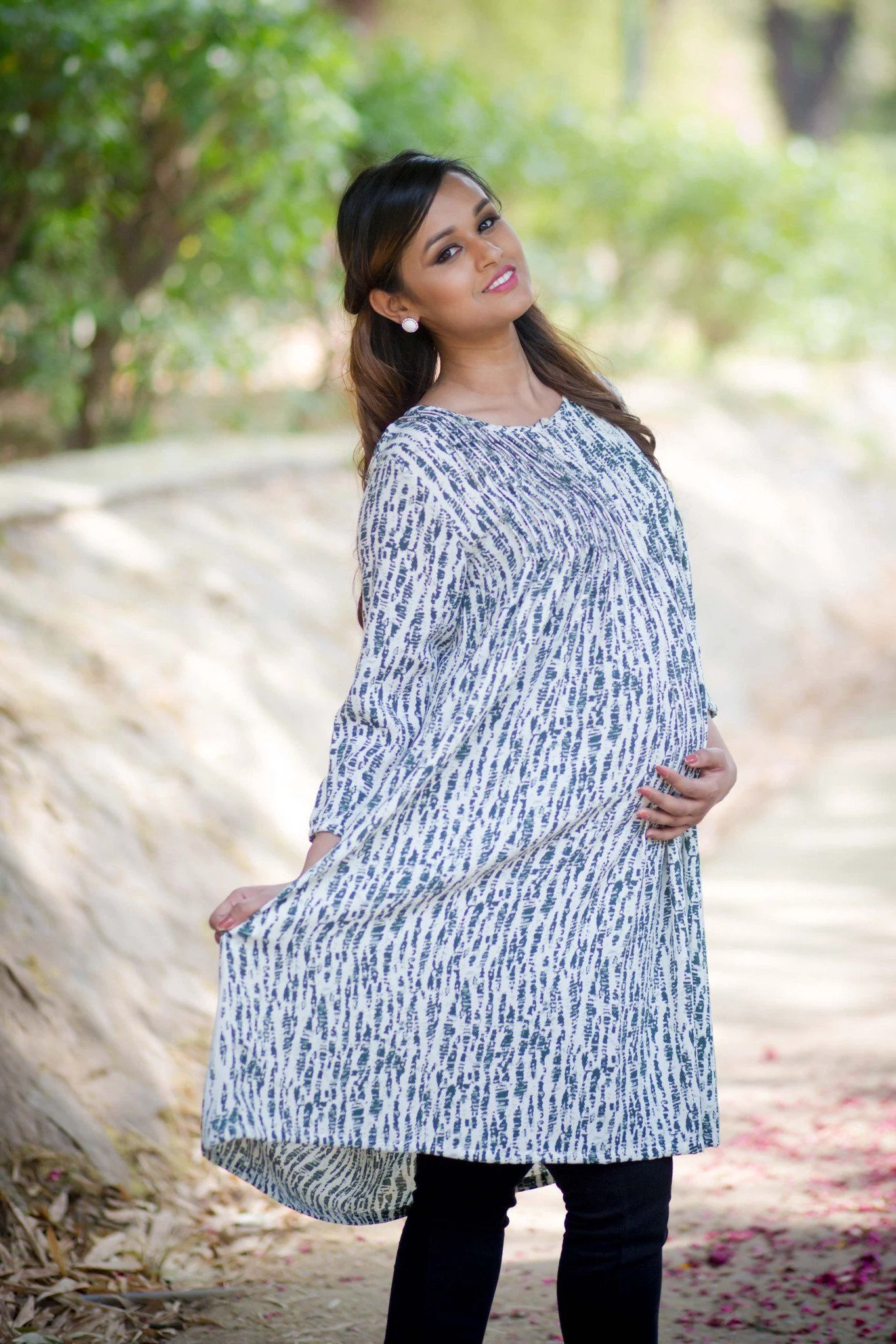 Momzjoy Serene Green Print Maternity Kurta - Chenance