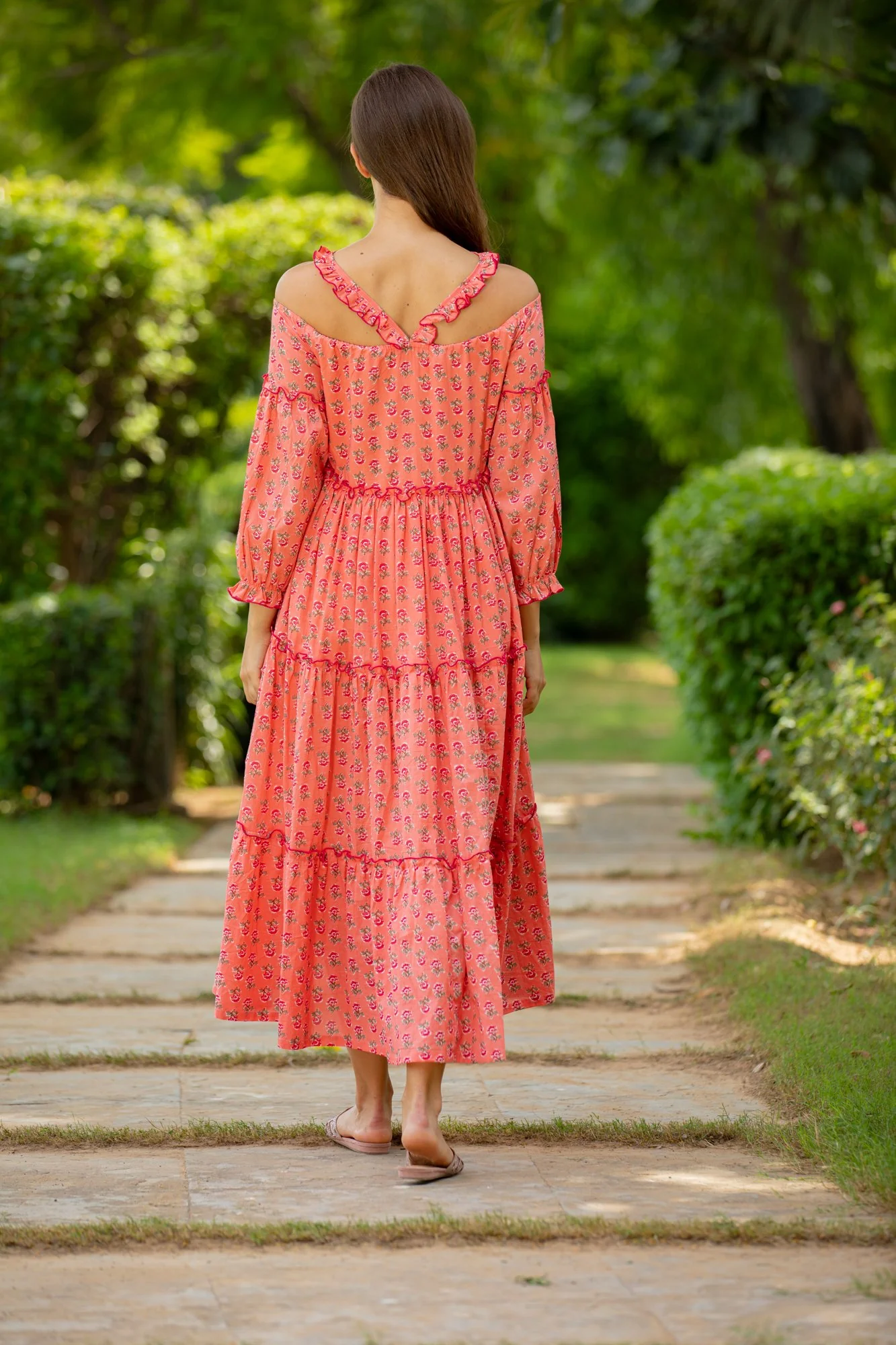 Peony Pink Maternity & Nursing Frill Cotton Dress - Chenance